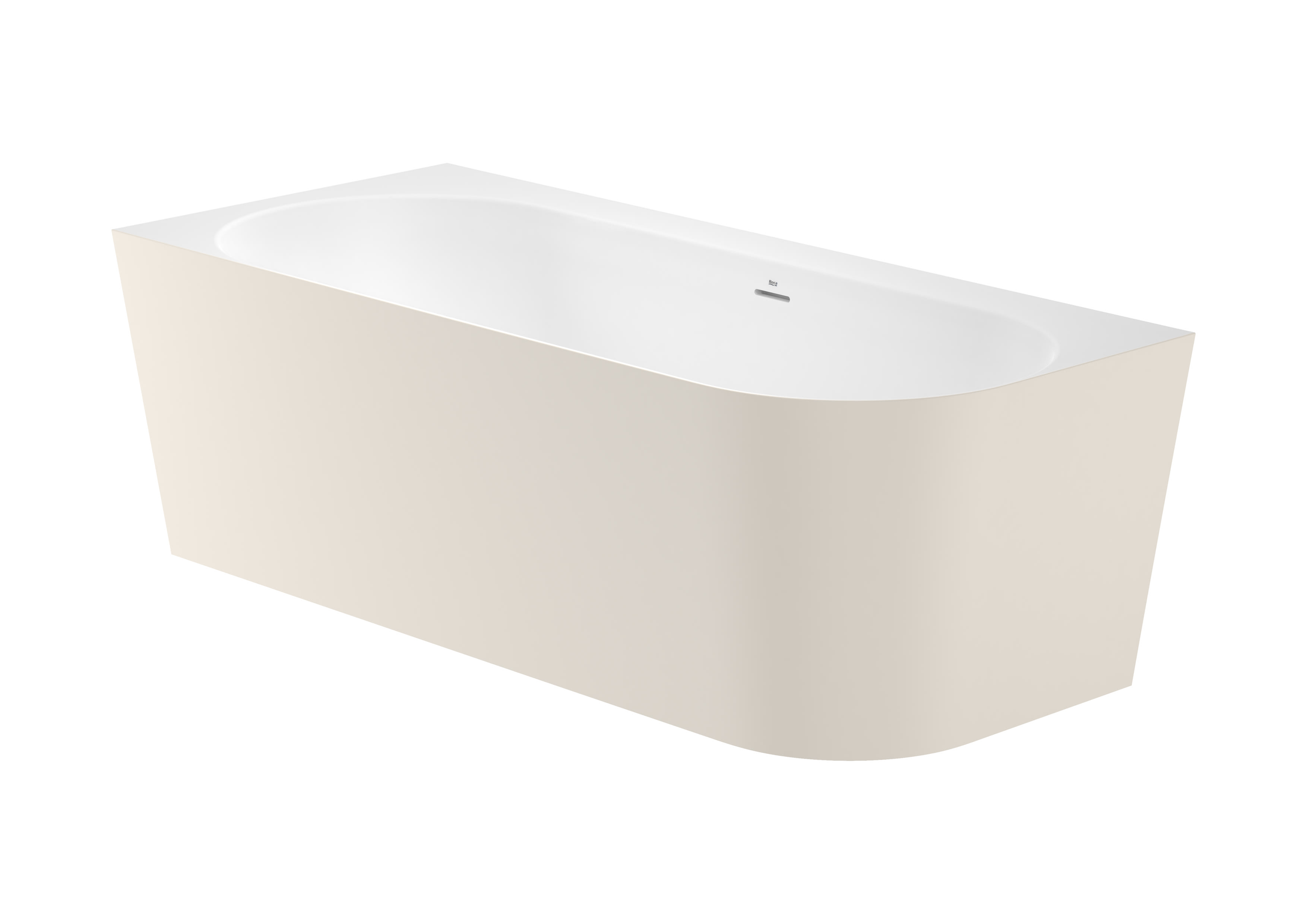 Back to wall freestanding bath. Double-ended STONEX® bath with one wall installation - Beige/White