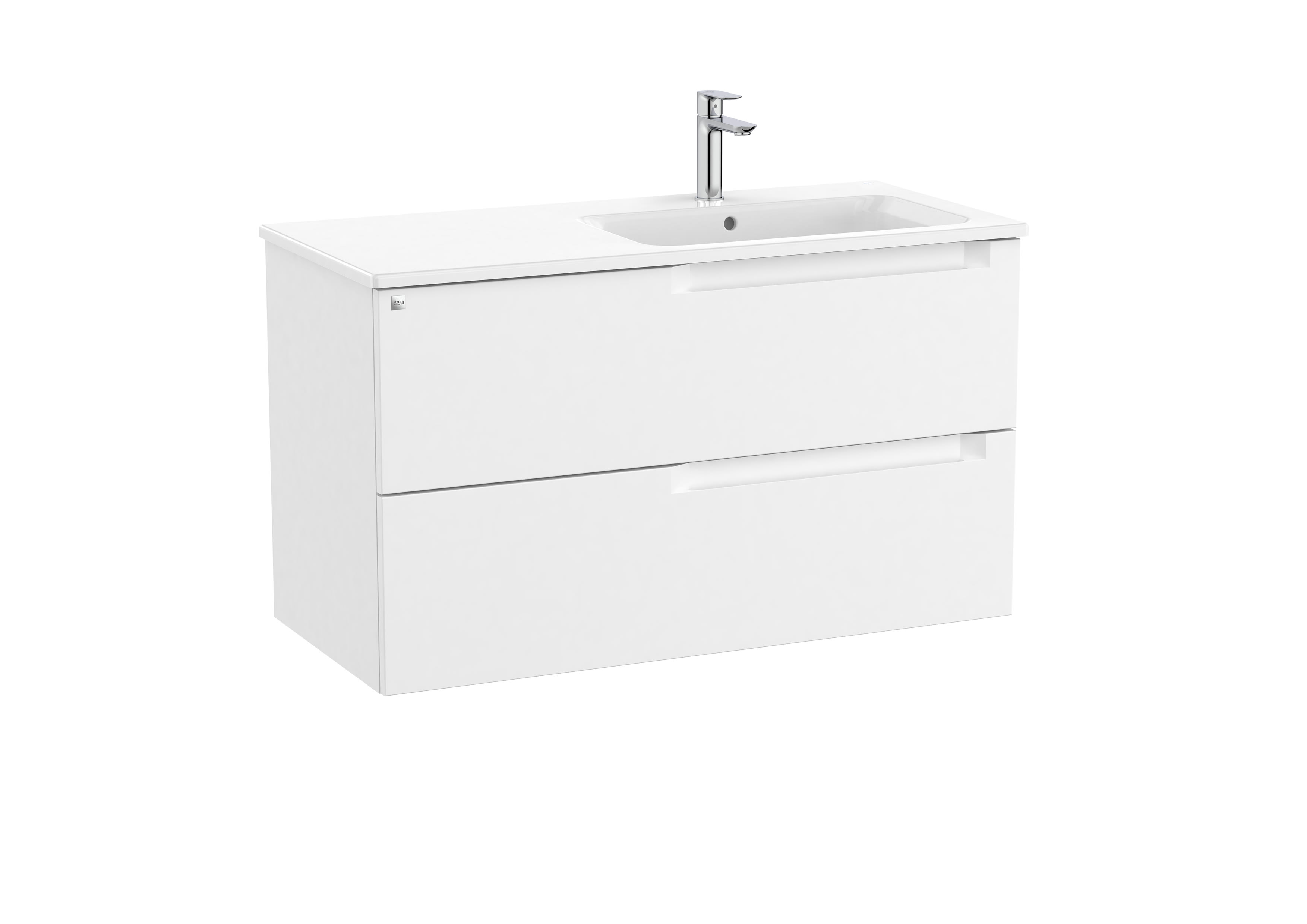 Unik (vanity unit with 2 drawers and right hand basin) - Matt White