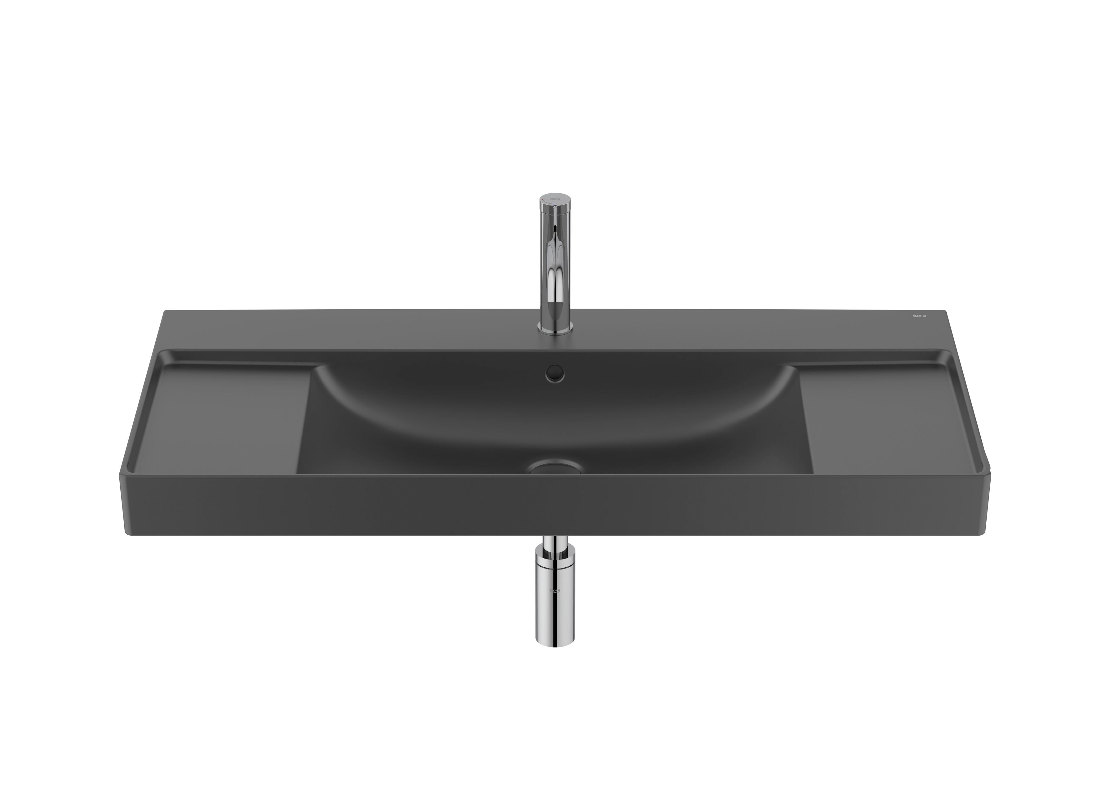 Wall-hung Fineceramic® basin - Matt black
