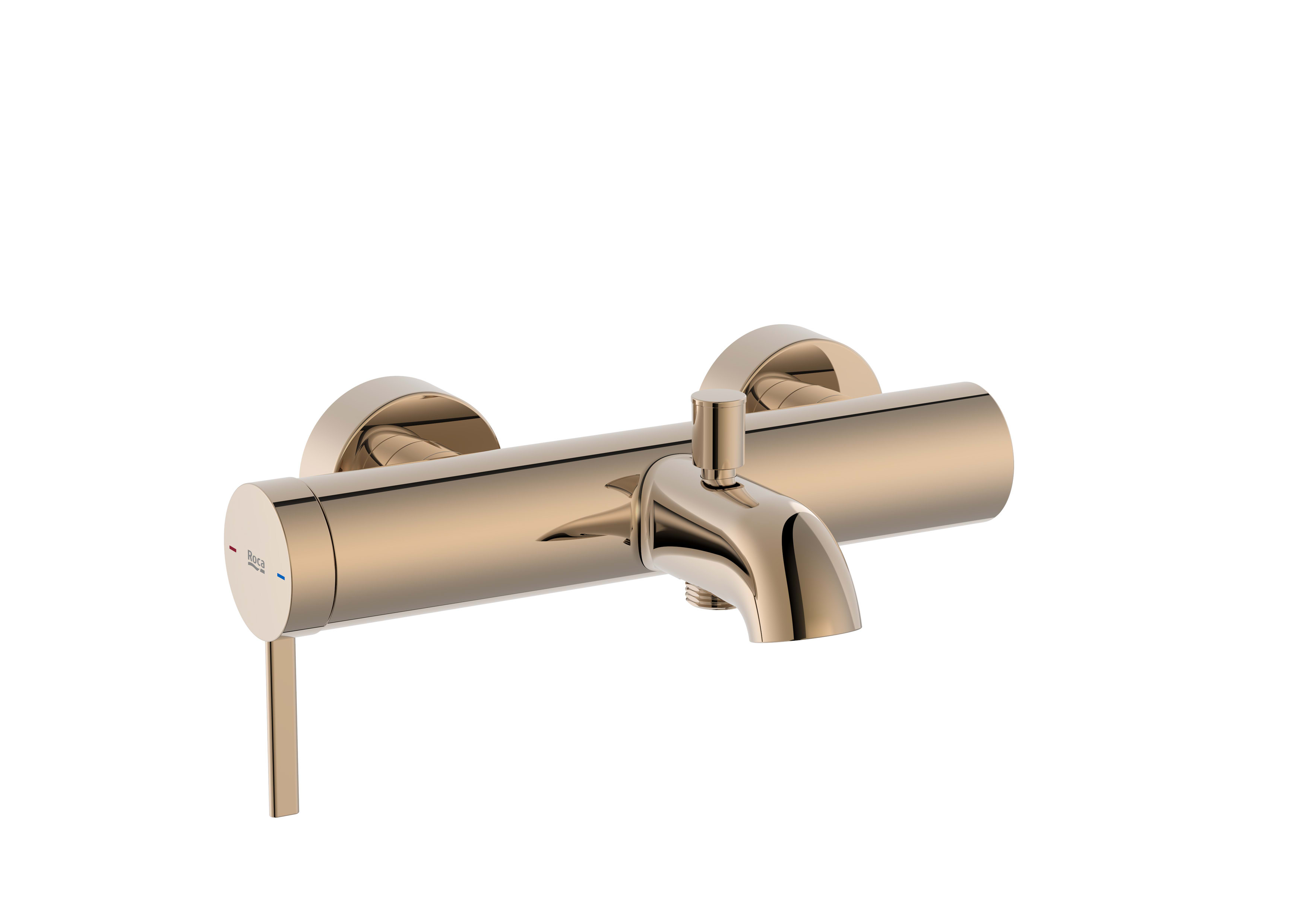 Wall-mounted bath-shower mixer with automatic diverter - Rose gold