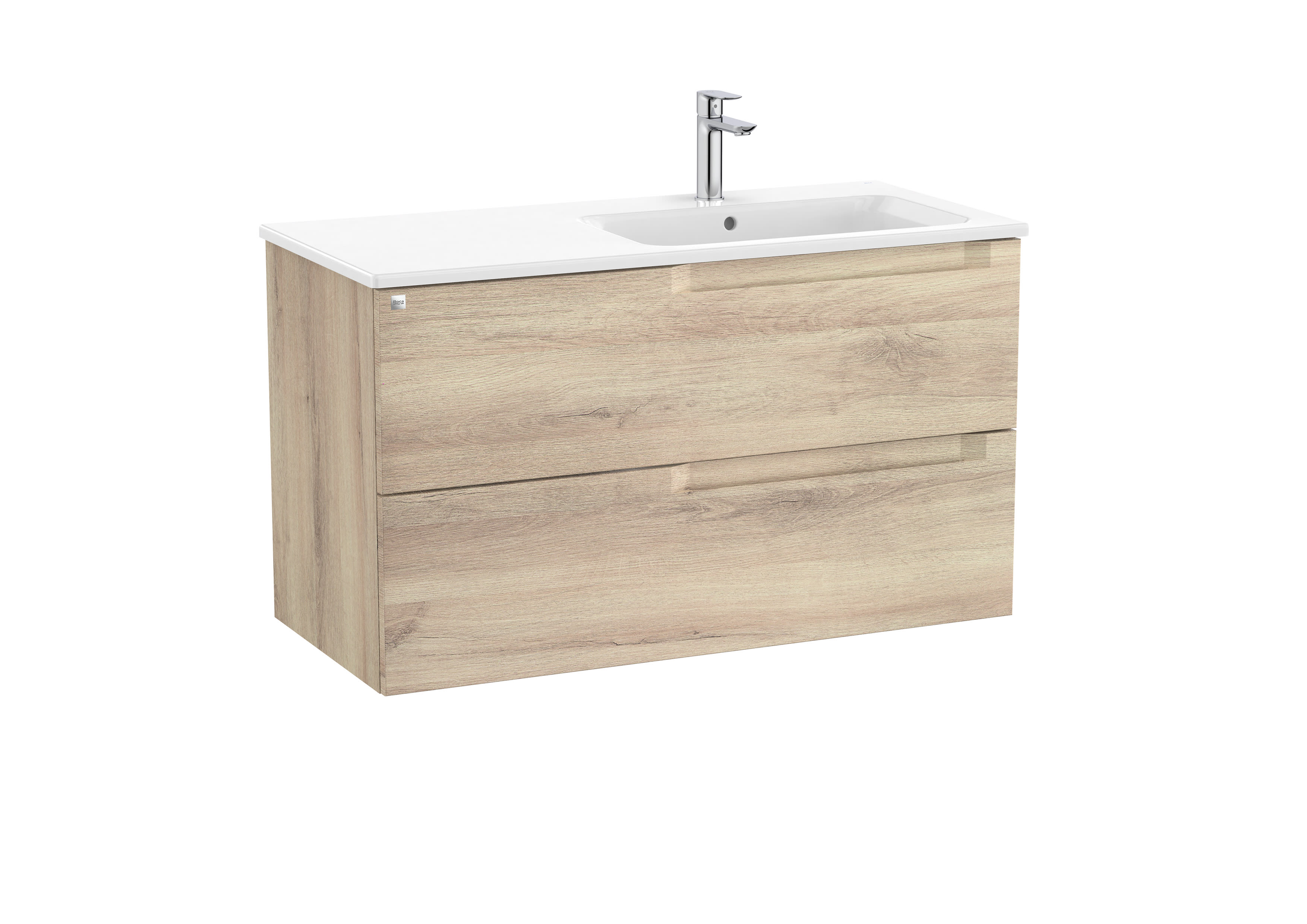 Unik (vanity unit with 2 drawers and right hand basin) - Beige Wood