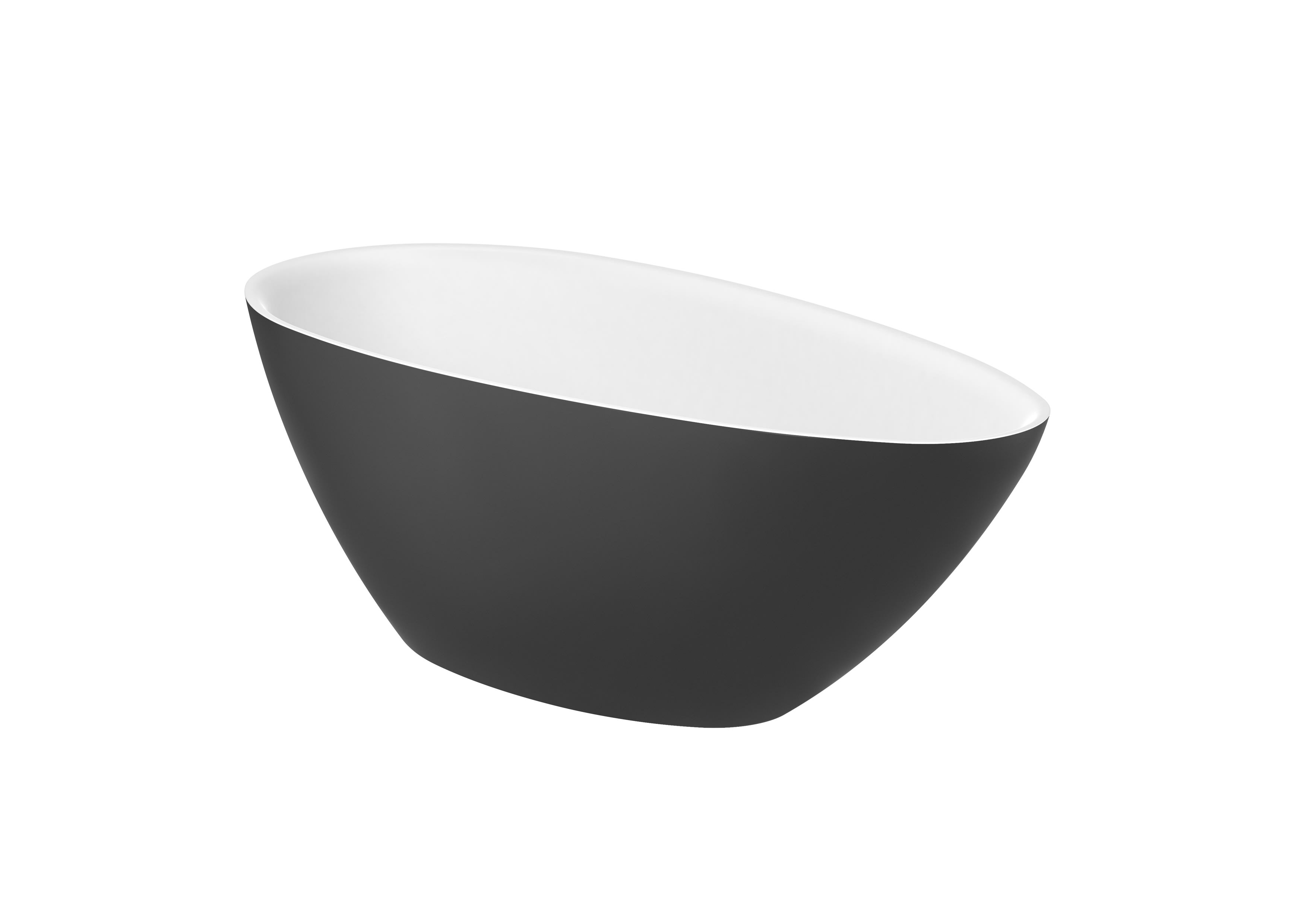 Stonex® oval bathtub with drain - Onyx/White