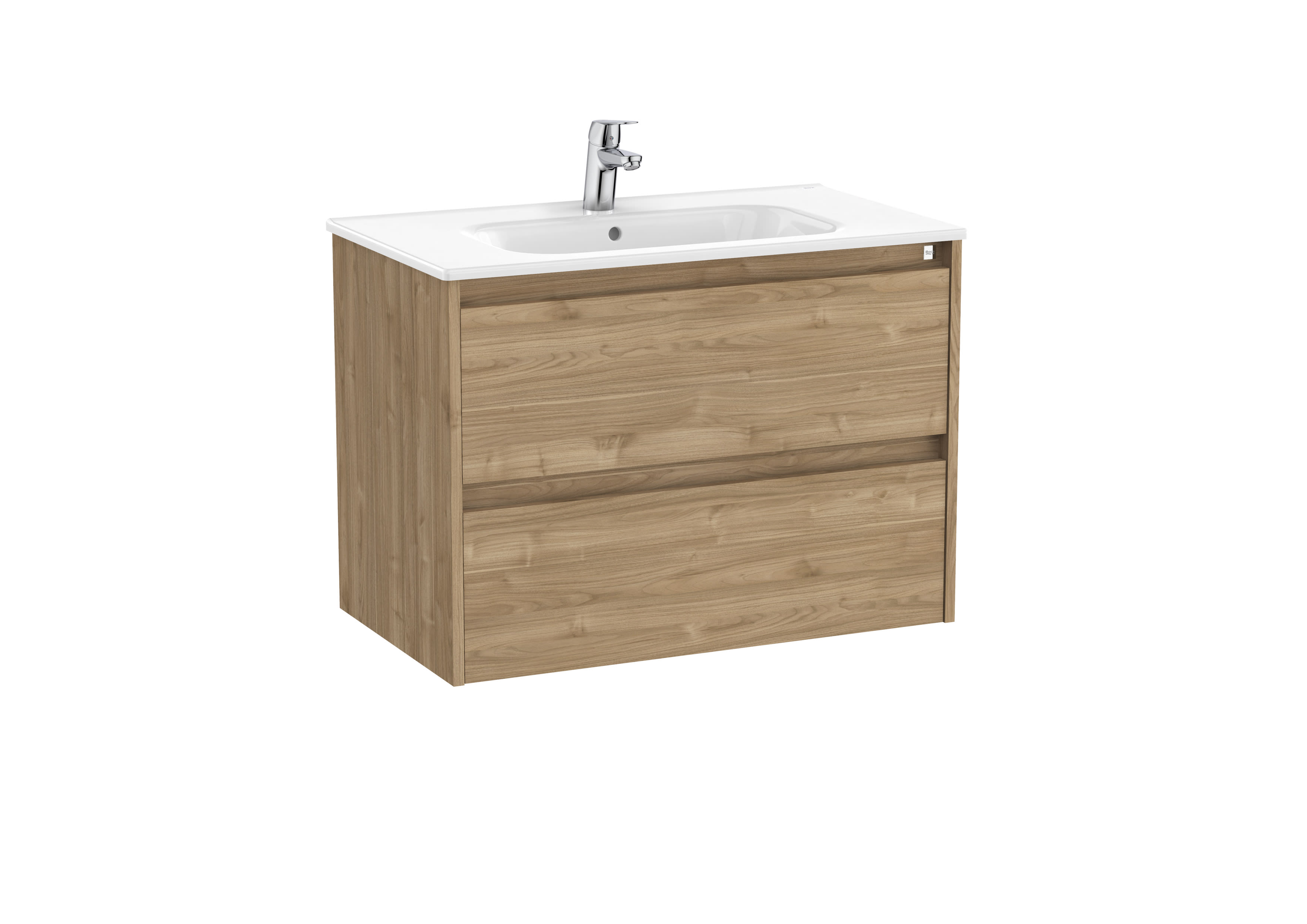 Unik (vanity unit with two drawers and basin) - Walnut