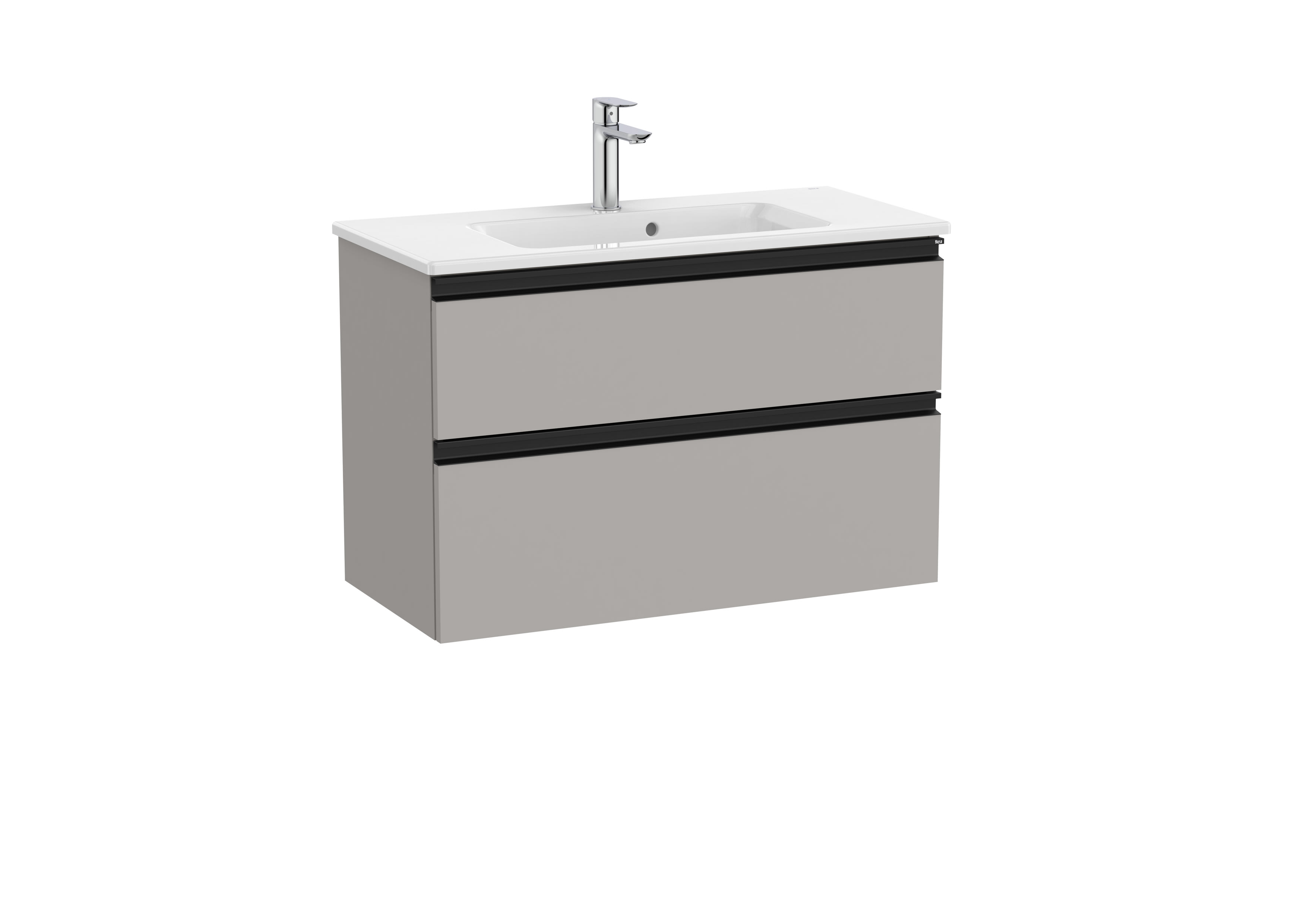 Compact vanity unit with 3 drawers and basin - Matt Grey