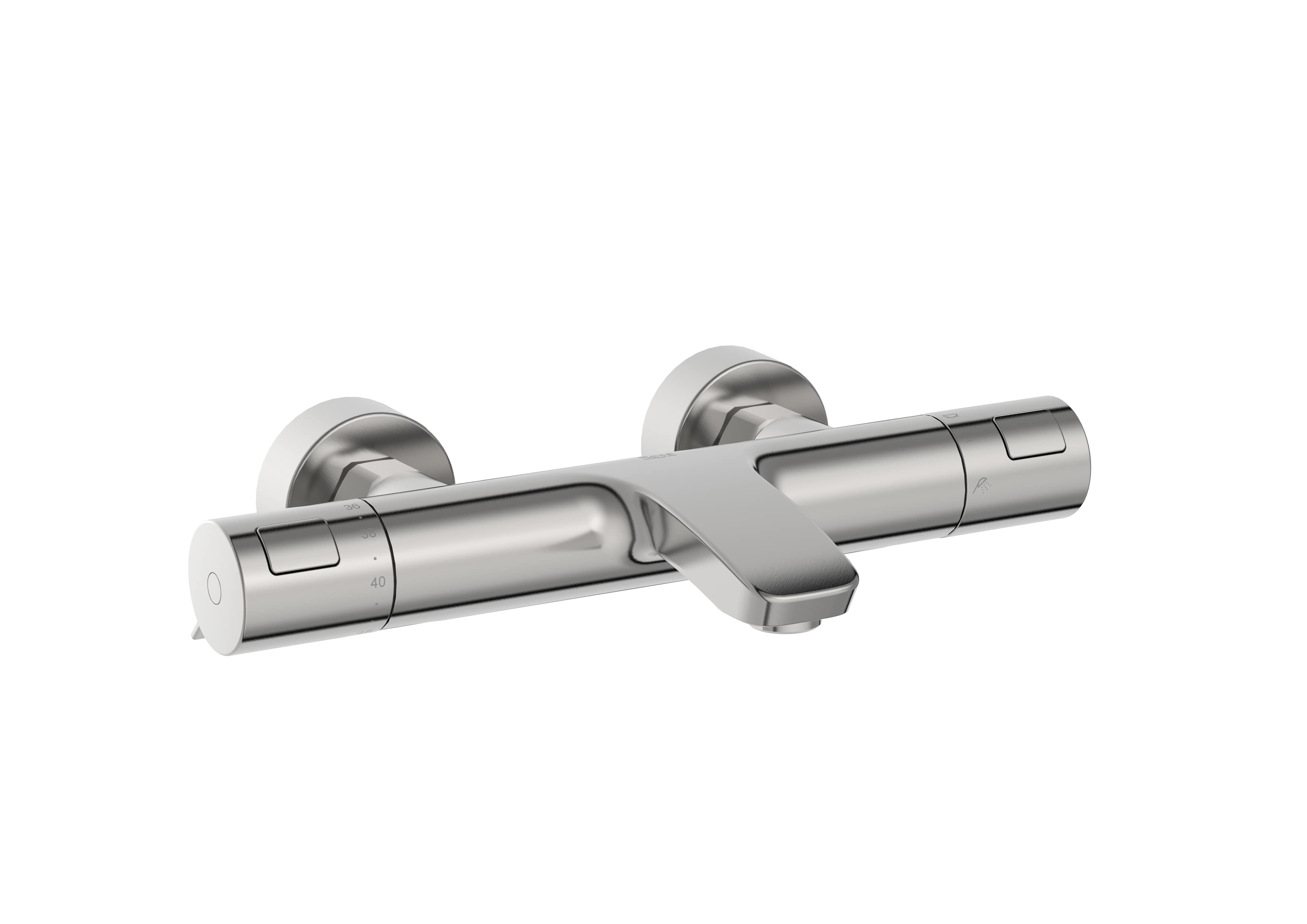 Wall-mounted thermostatic bath-shower mixer with automatic diverter - Stainless Steel Finish