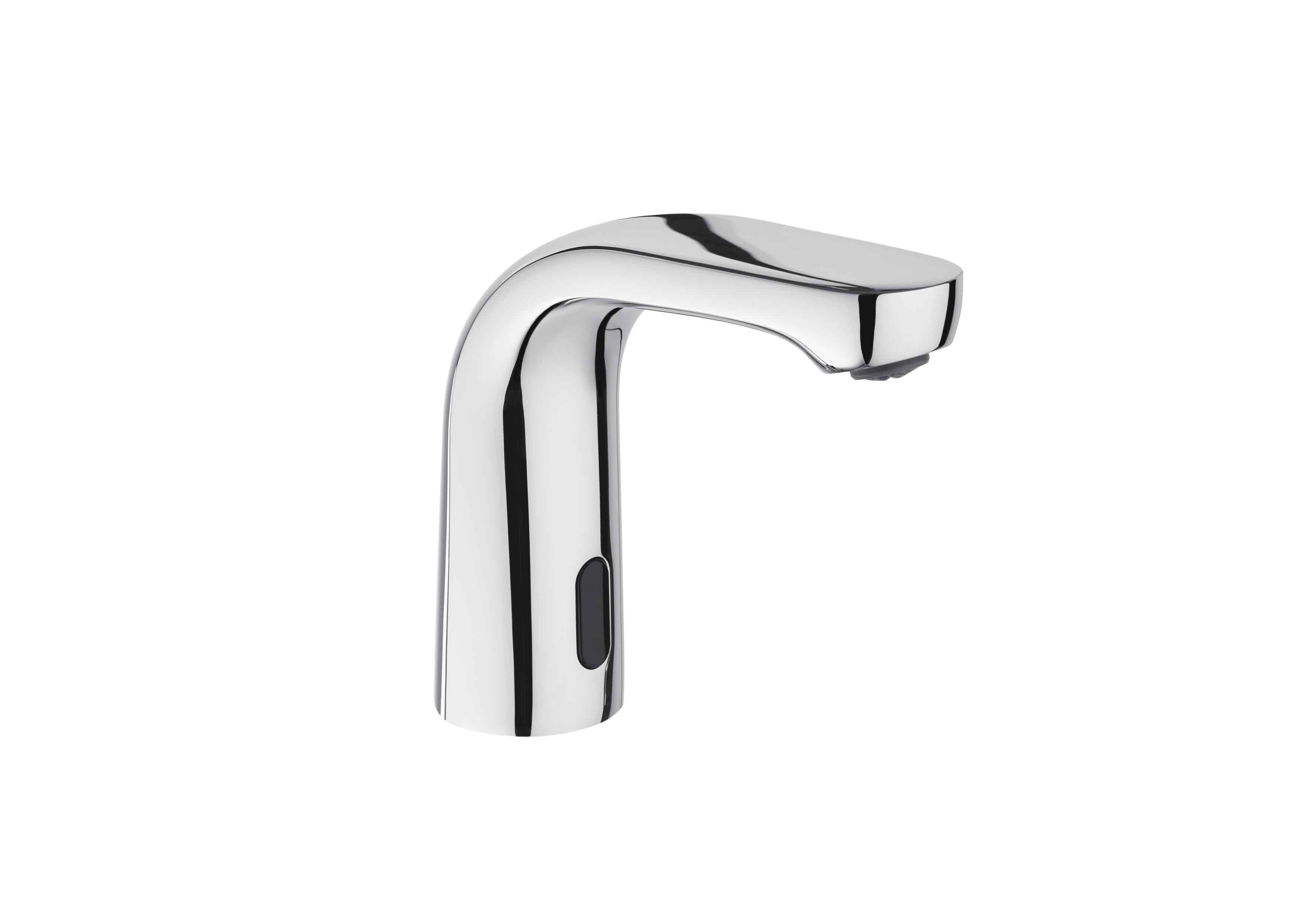 Electronic basin faucet (one water) with flow limiter. Powered by four 1.5V LR6 (AA) alkaline batteries.