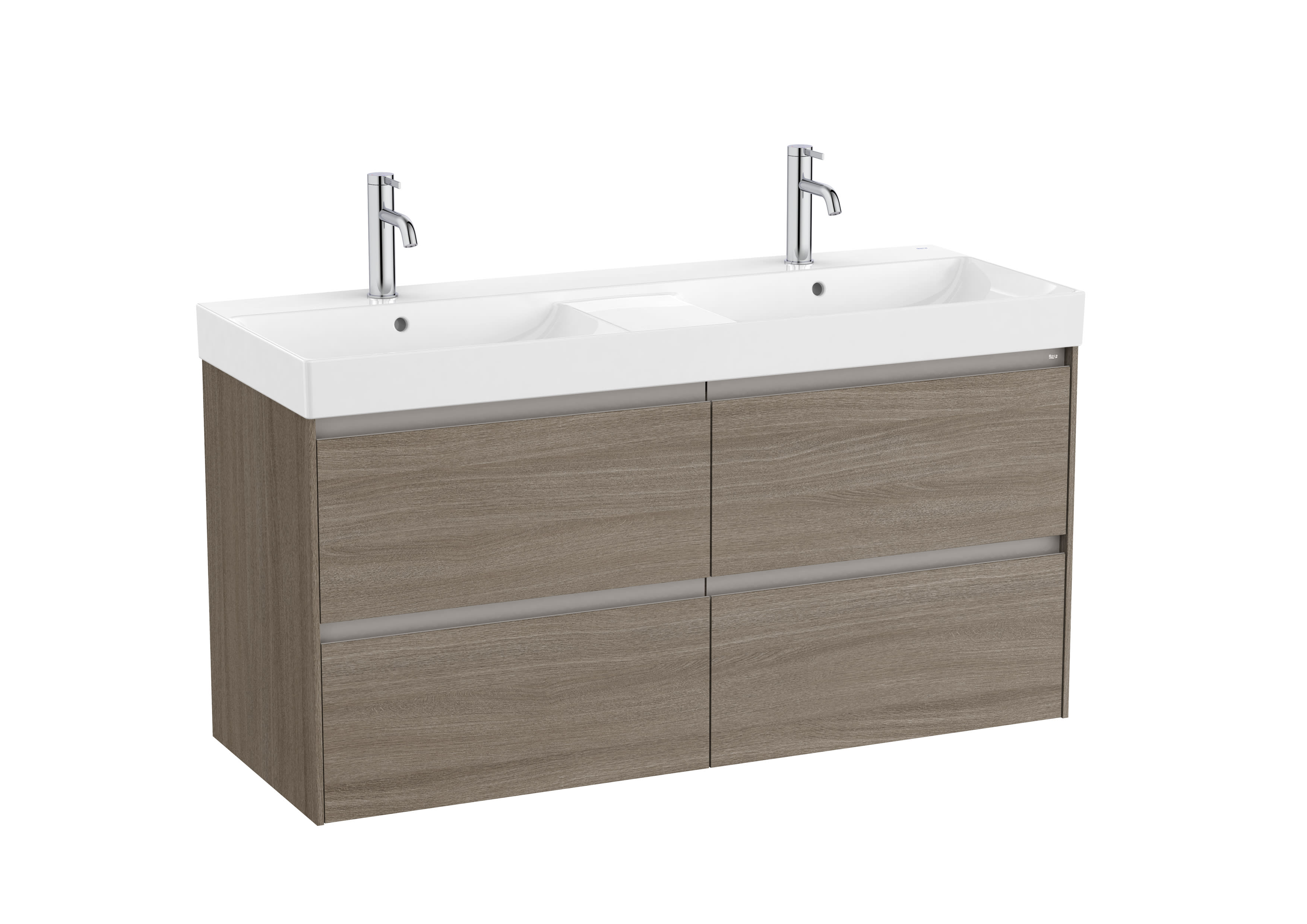 Unik (base unit with four drawers and double bowl basin) - Dark Elm