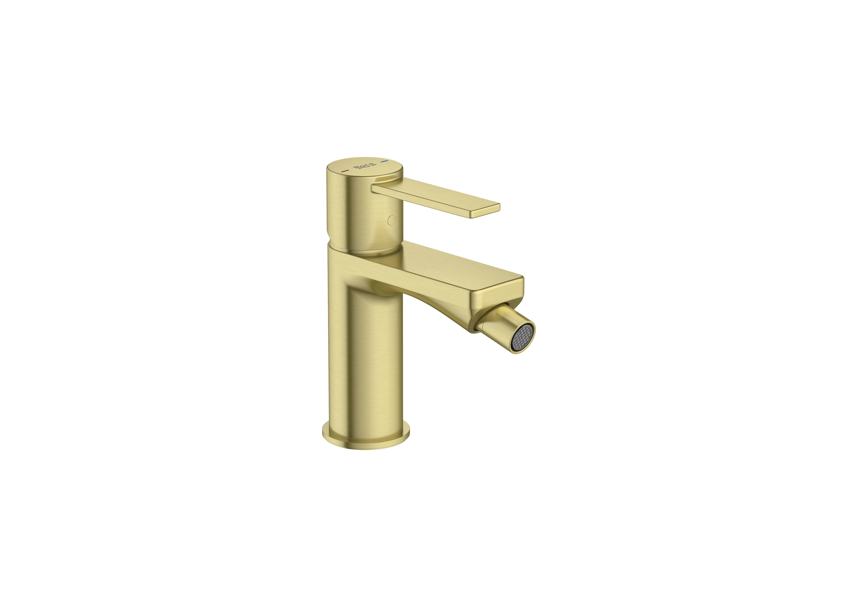 Bidet mixer with smooth body and flexible supply hoses - Brushed Brass