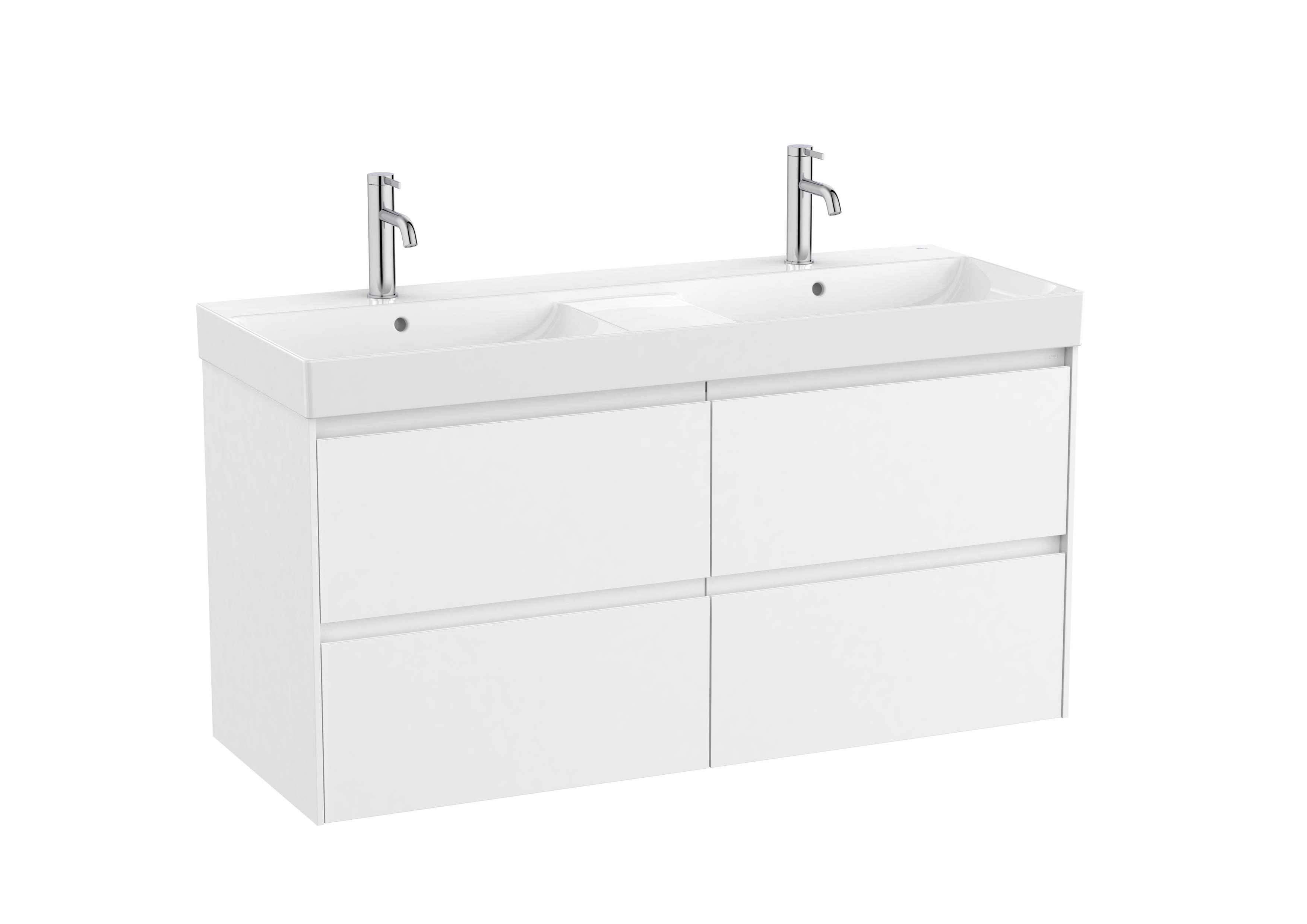 Unik (base unit with four drawers and double bowl basin) - Matt White