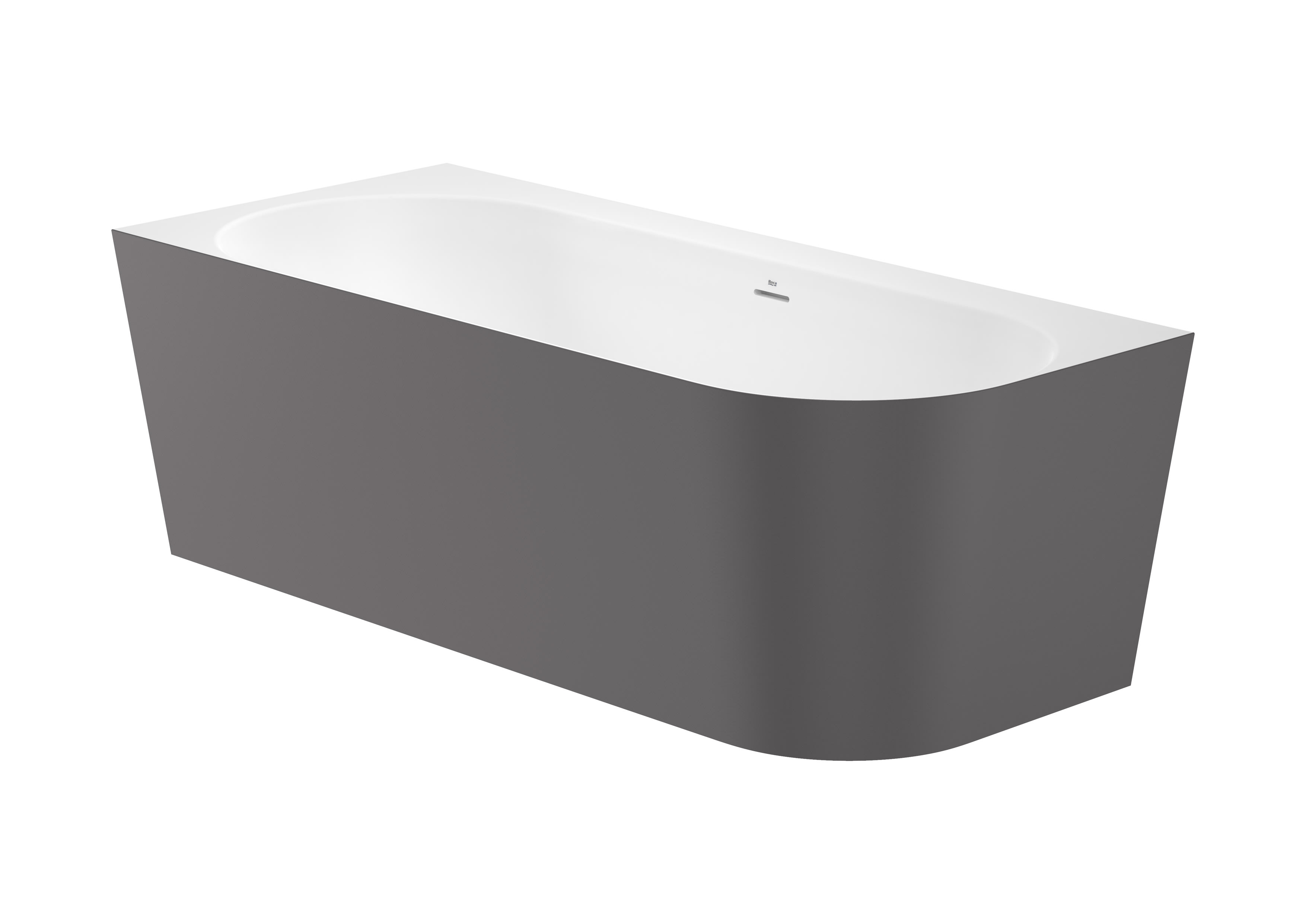 Back to wall freestanding bath. Double-ended STONEX® bath with one wall installation - Onyx/White
