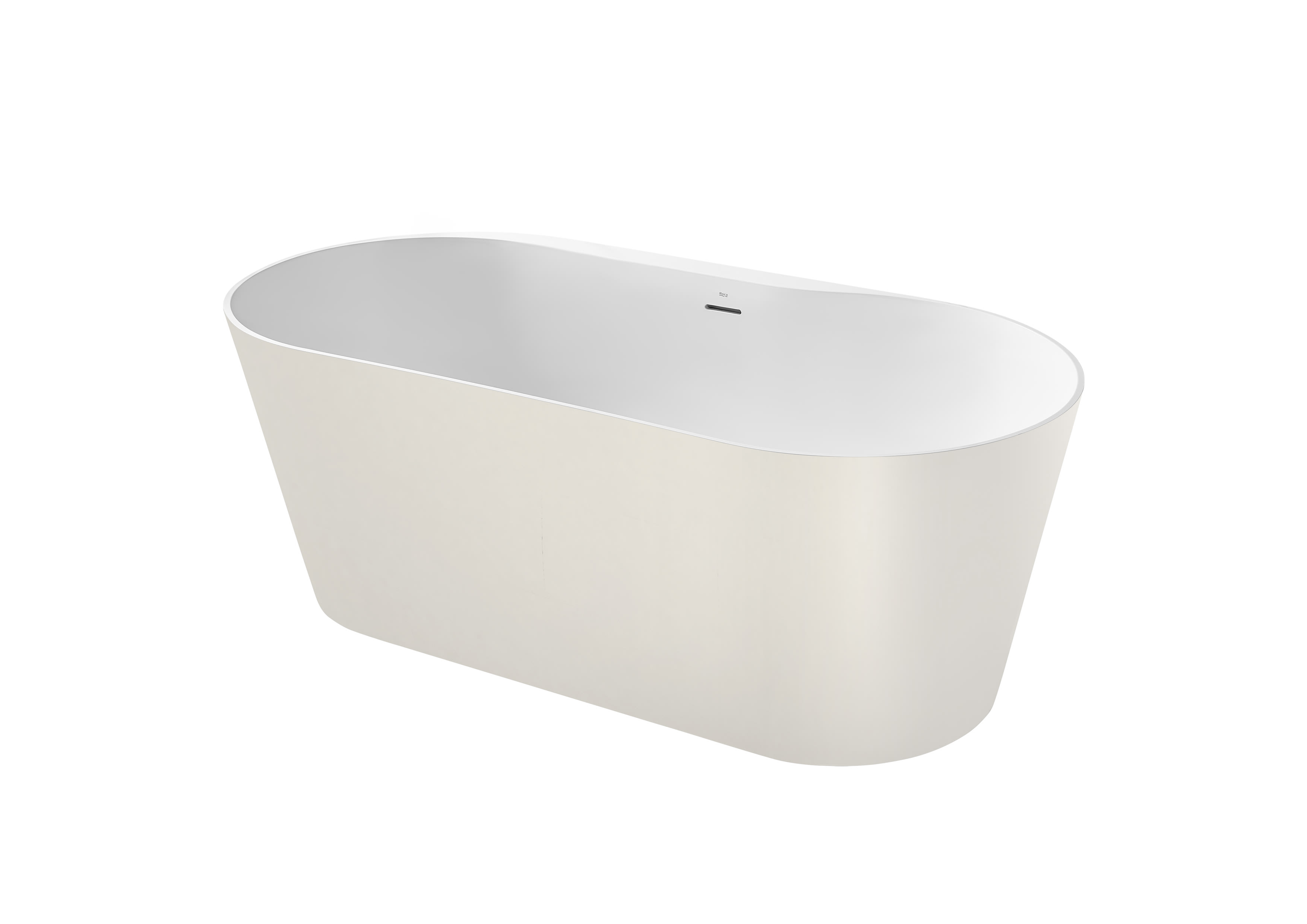 Stonex® oval bathtub with drain - Beige/White