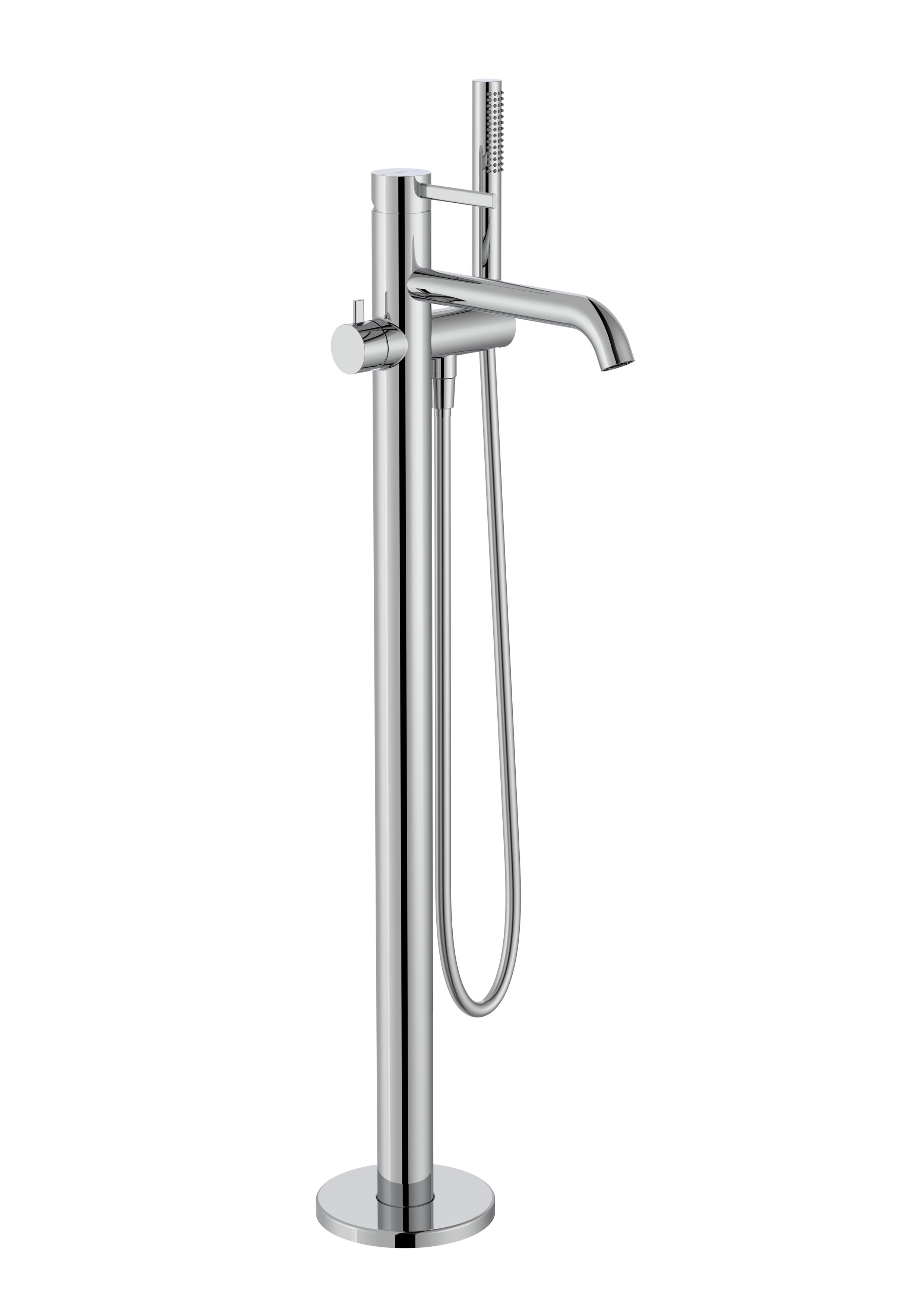 Floorstanding bath tap with shower - Chrome