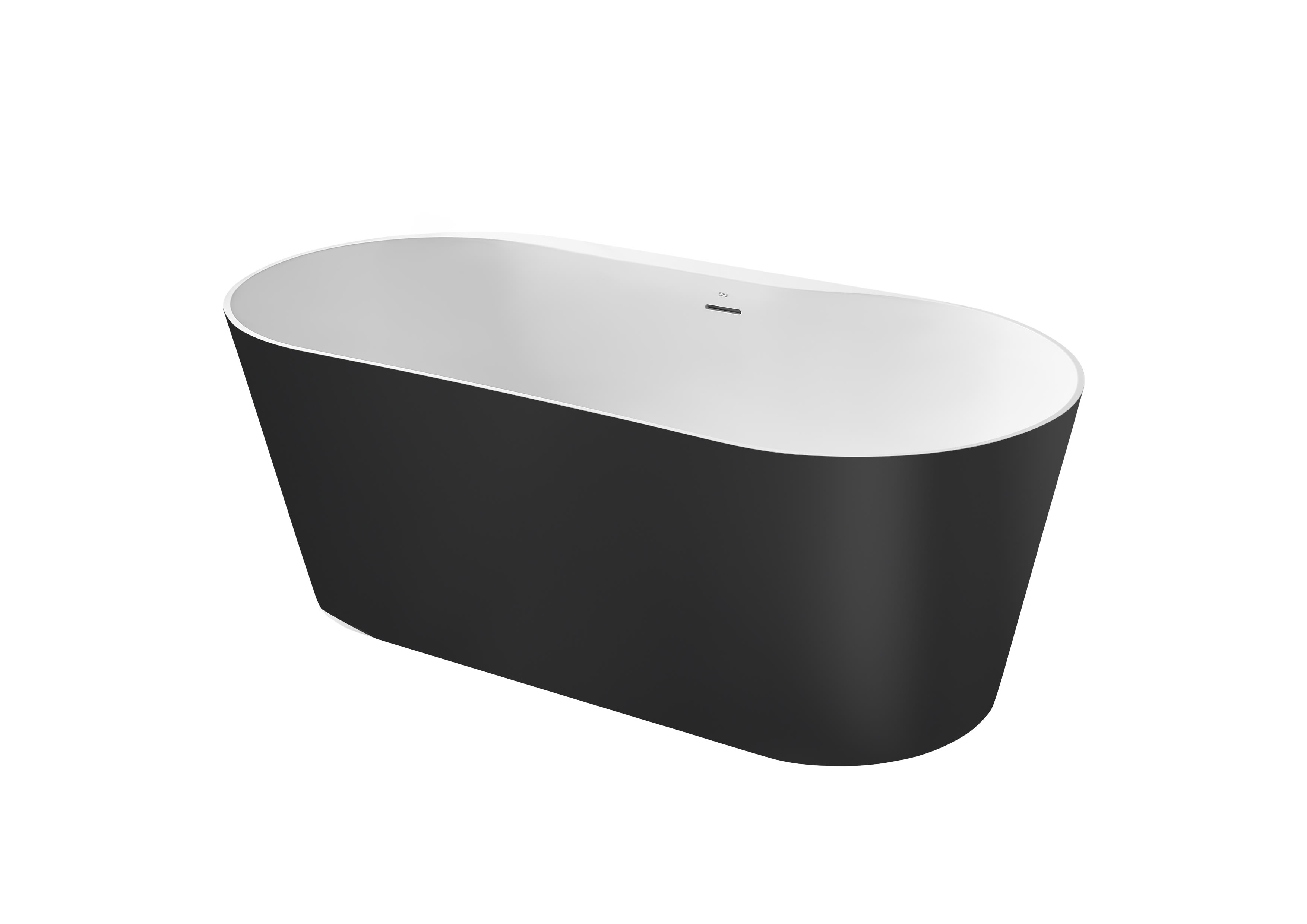 Stonex® oval bathtub with drain - Black / White