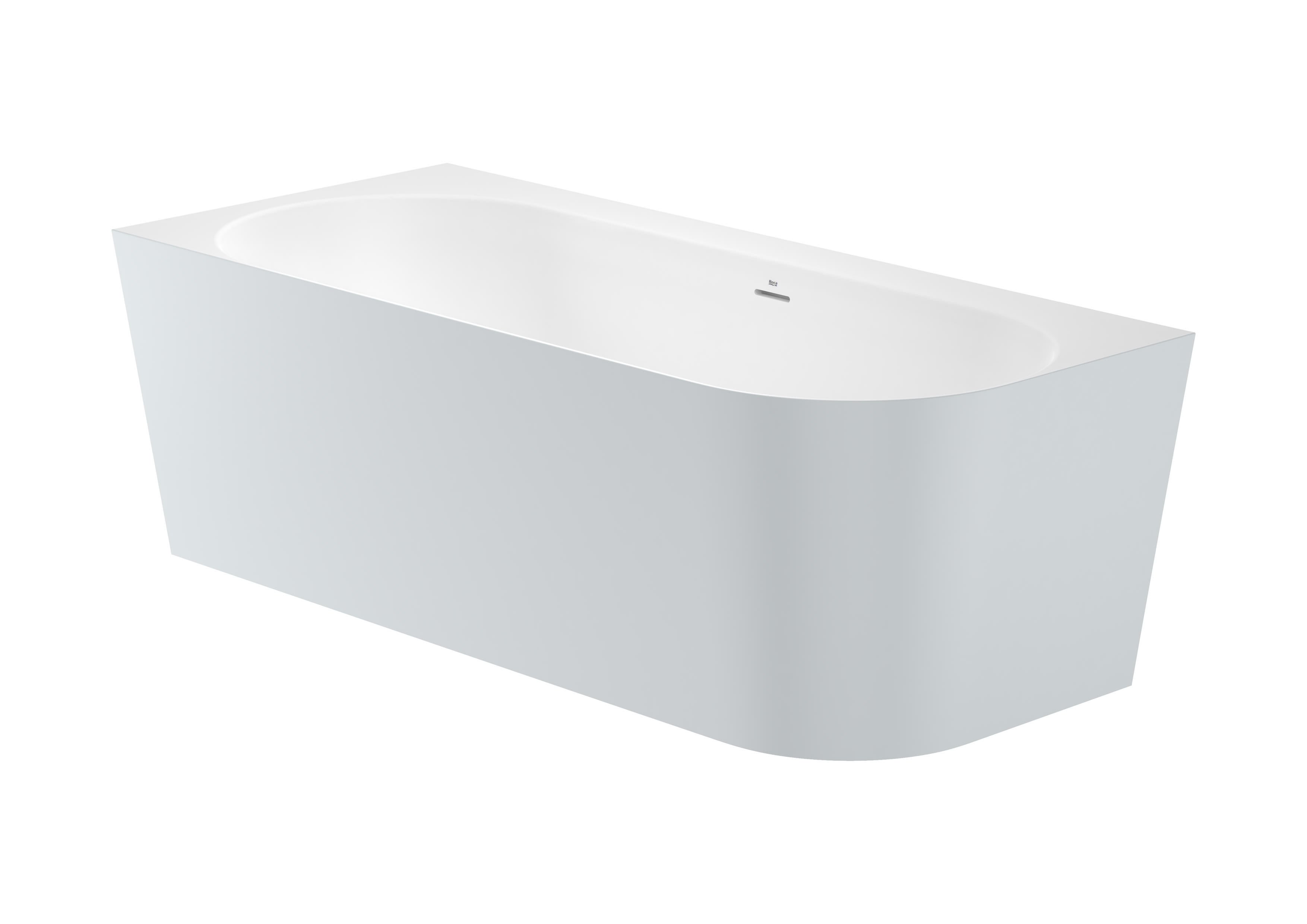 Back to wall freestanding bath. Double-ended STONEX® bath with one wall installation - Pearl/White