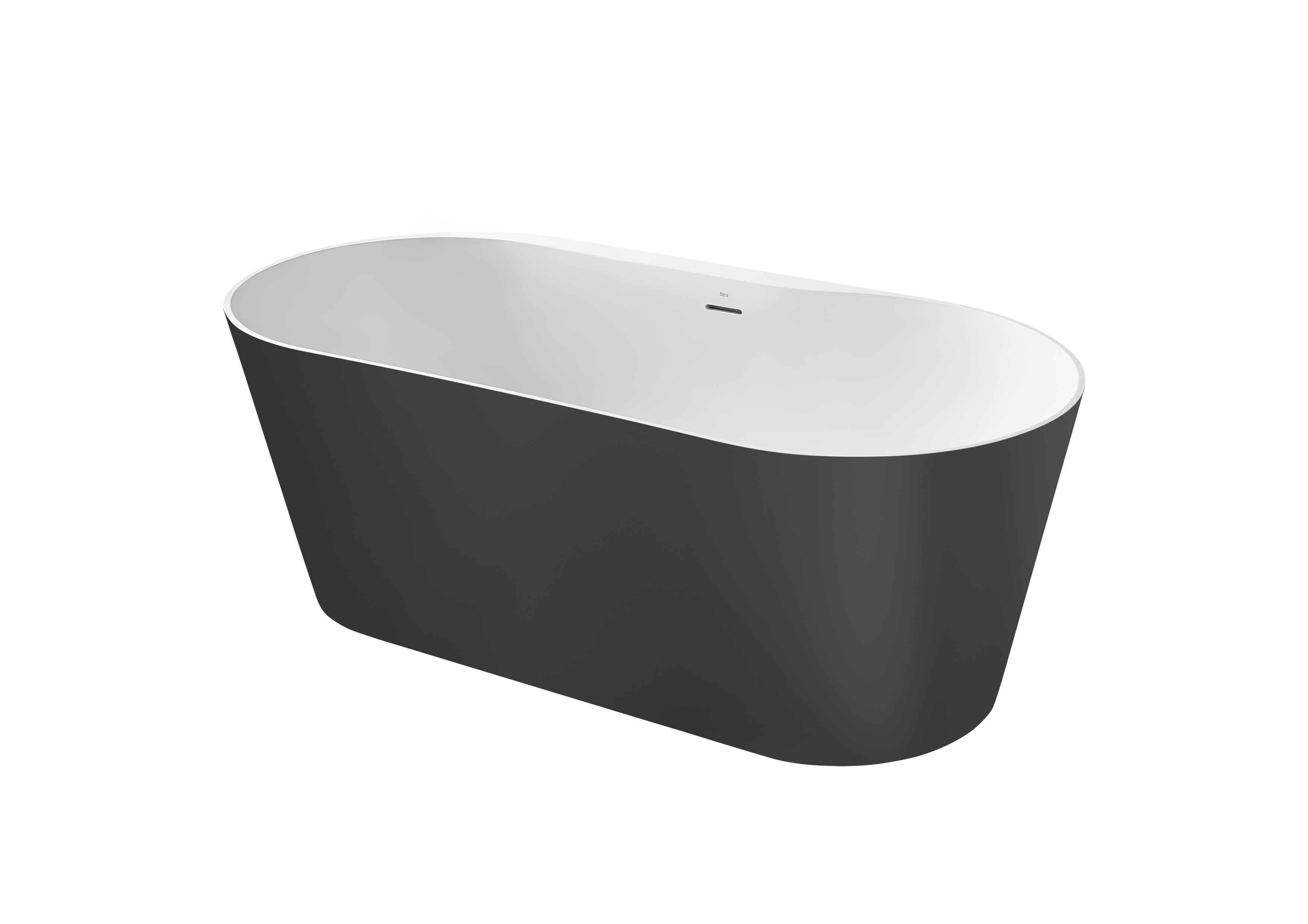 Stonex® oval bathtub with drain - Onyx/White