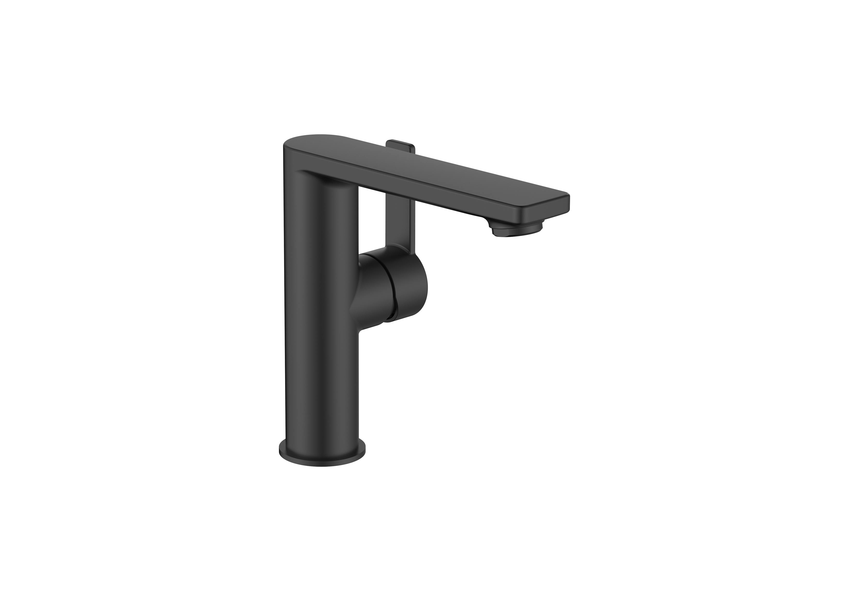 Basin mixer with smooth body and flexible supply hoses. Cold Start. L-Size - Matt Black