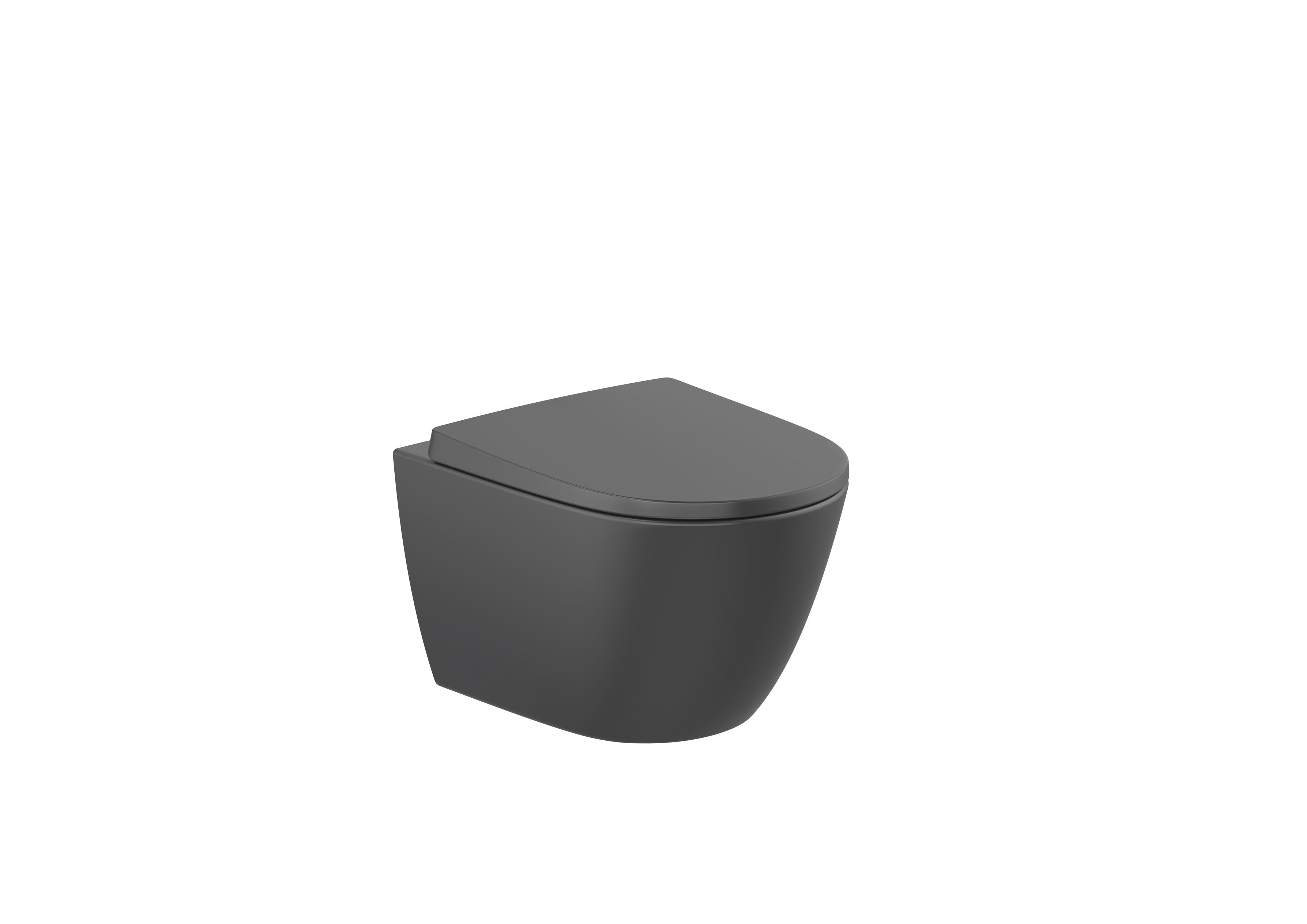 Vitreous china compact wall-hung toilet with horizontal outlet - Matt black