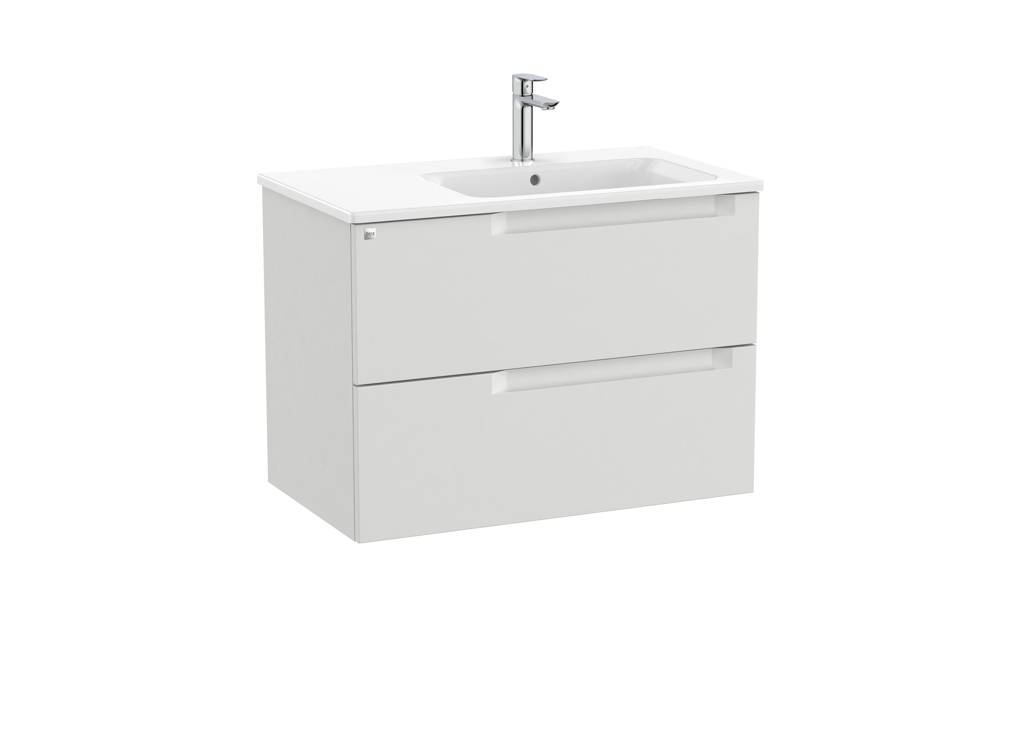 Unik (vanity unit with 2 drawers and right hand basin) - Pebble Grey