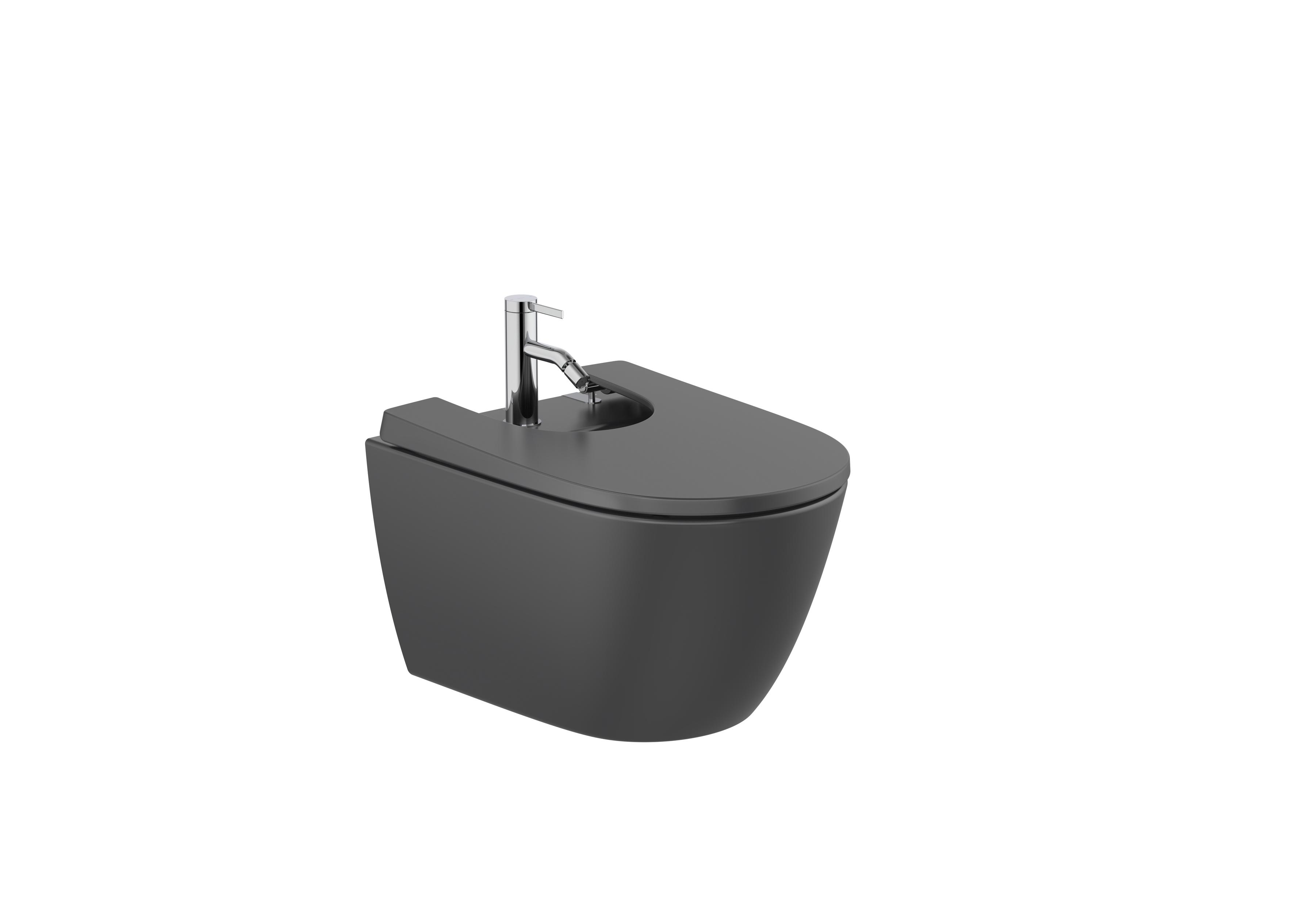 Vitreous china wall-hung bidet - Matt black