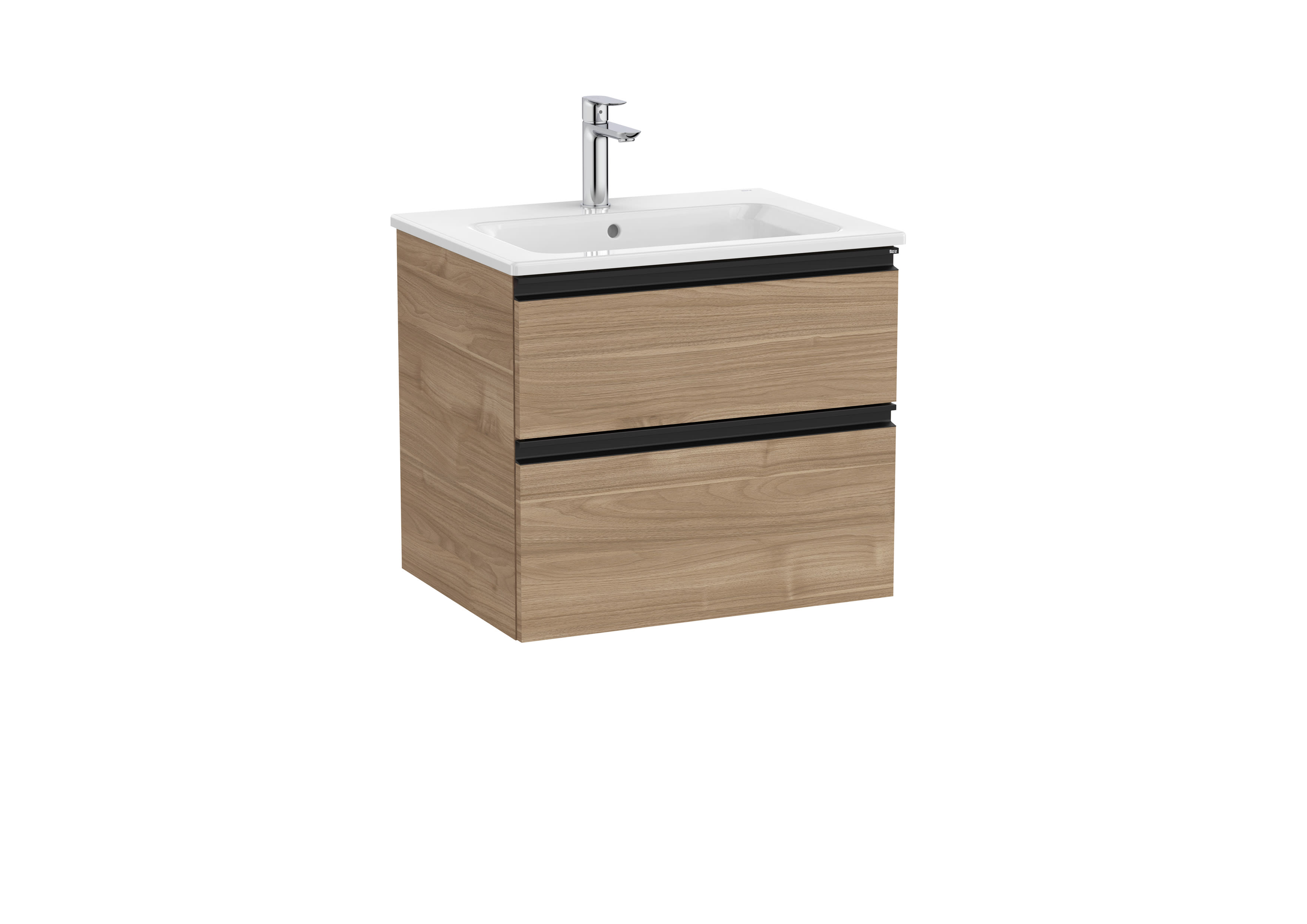 Vanity unit with 2 drawers and basin - Walnut