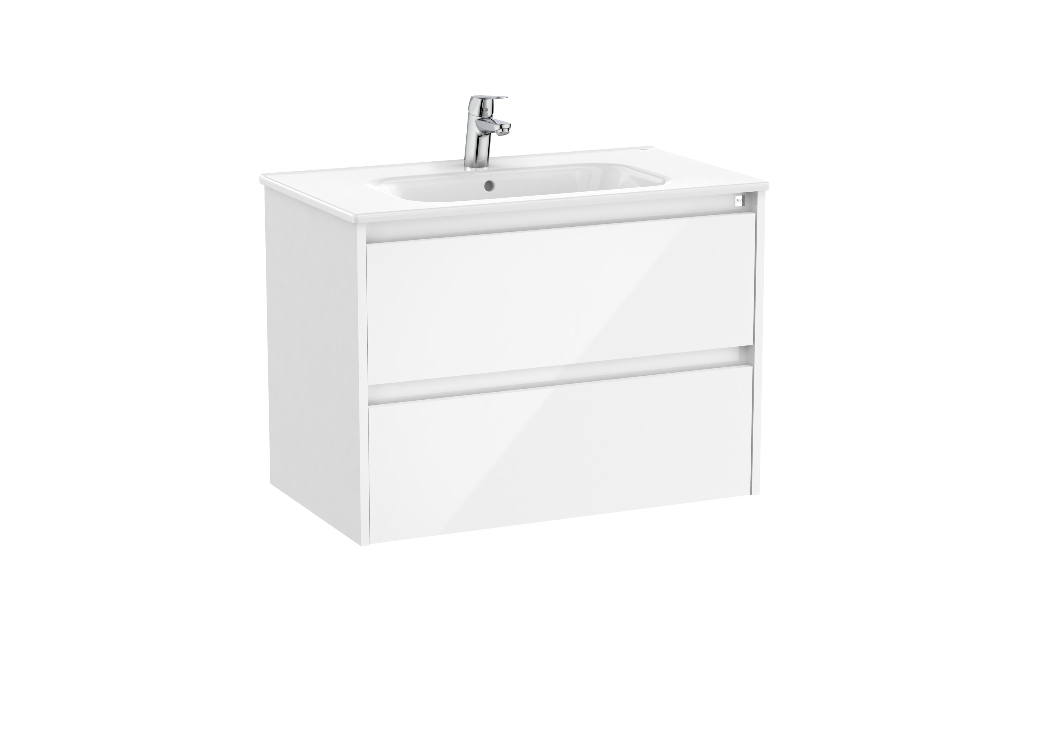 Unik (vanity unit with two drawers and basin) - Glossy White