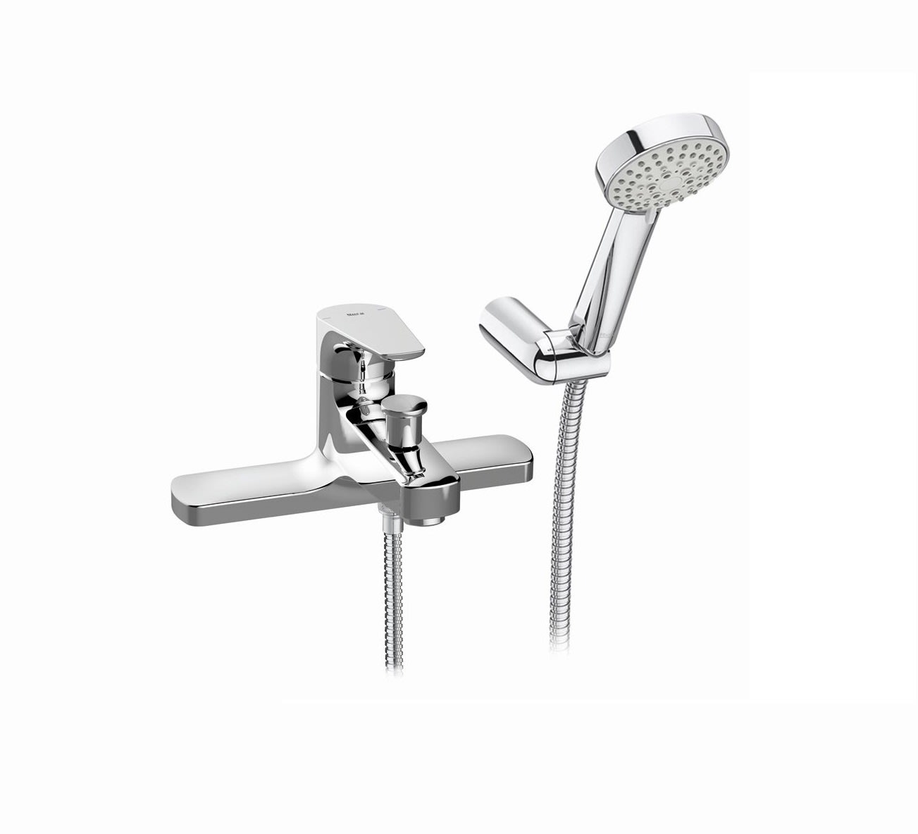 Deck-mounted bath-shower mixer