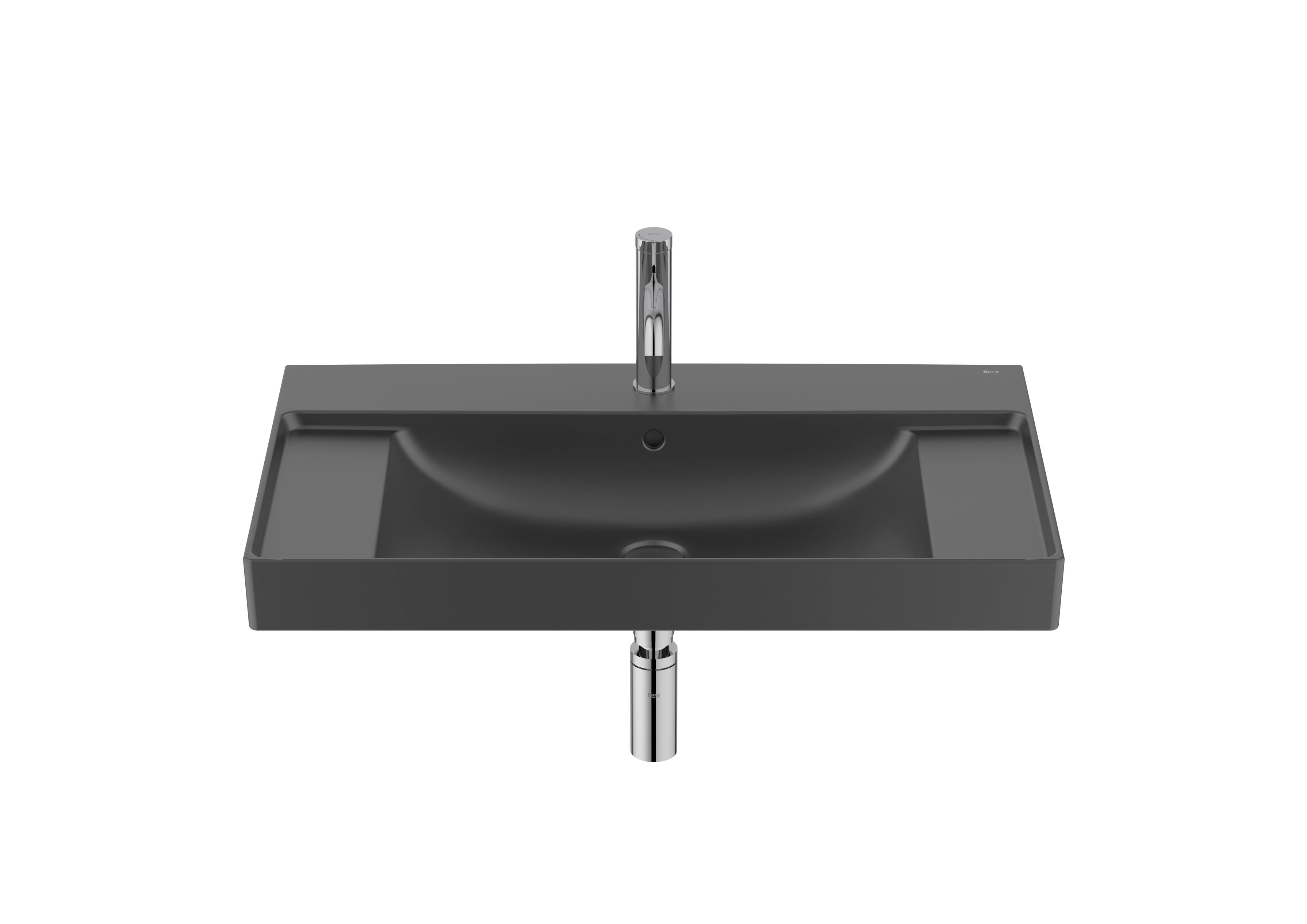 Wall-hung Fineceramic® basin - Matt black