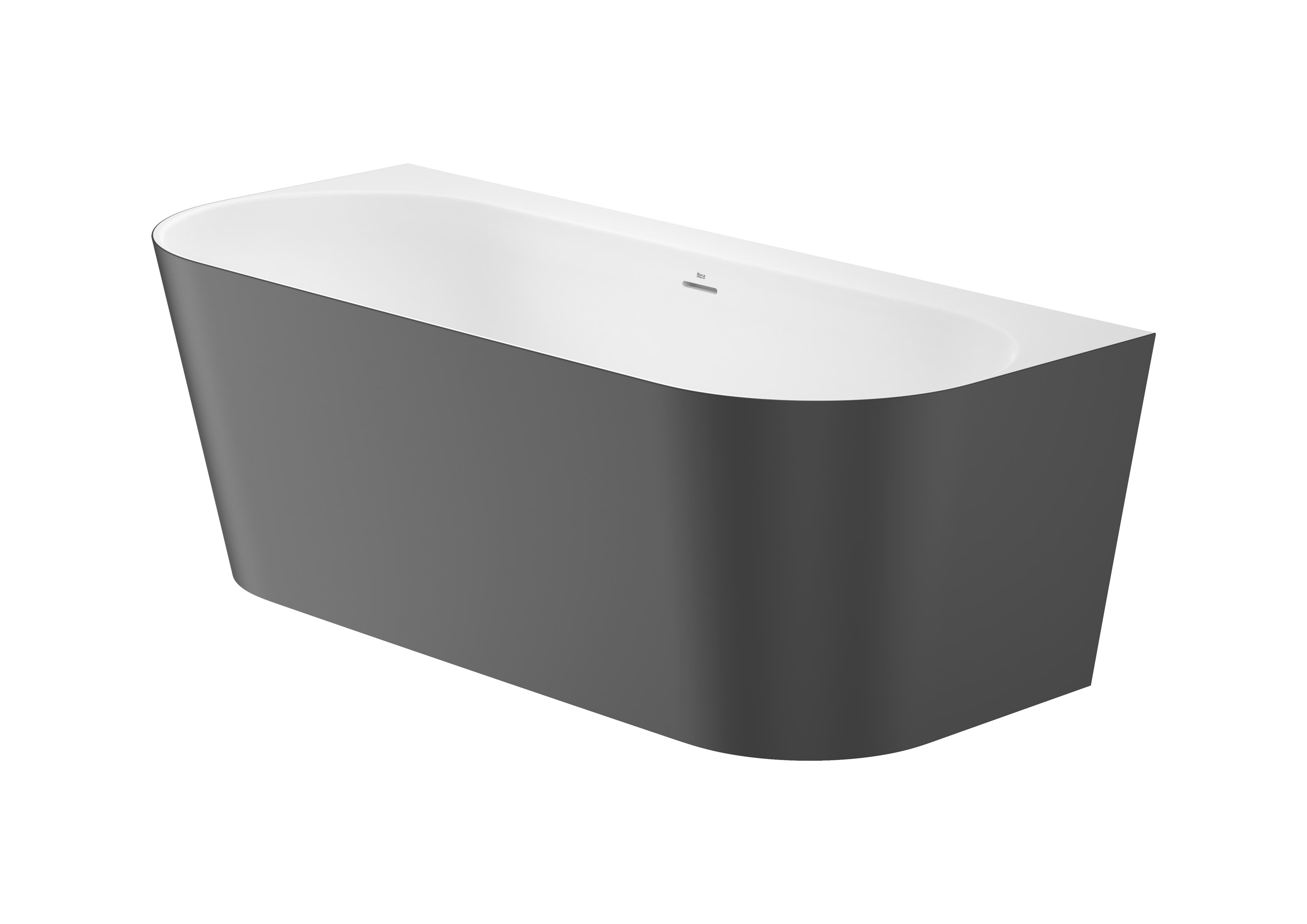 Back to wall freestanding bath. Double-ended STONEX® bath with one wall installation - Black / White