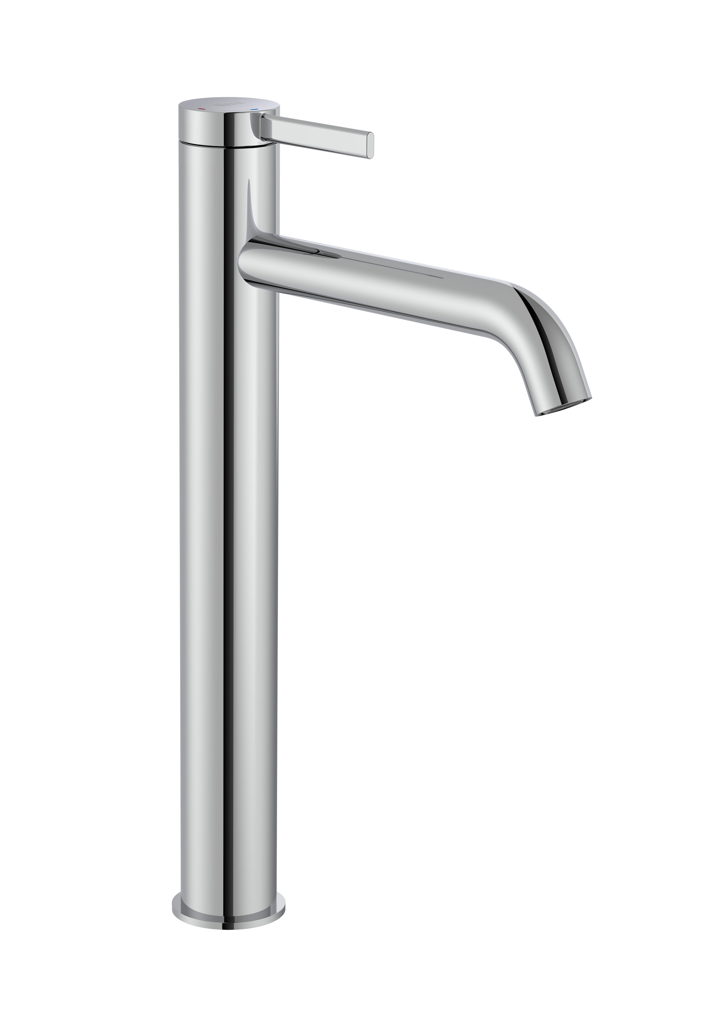 Basin mixer extended height smooth body with click clack waste