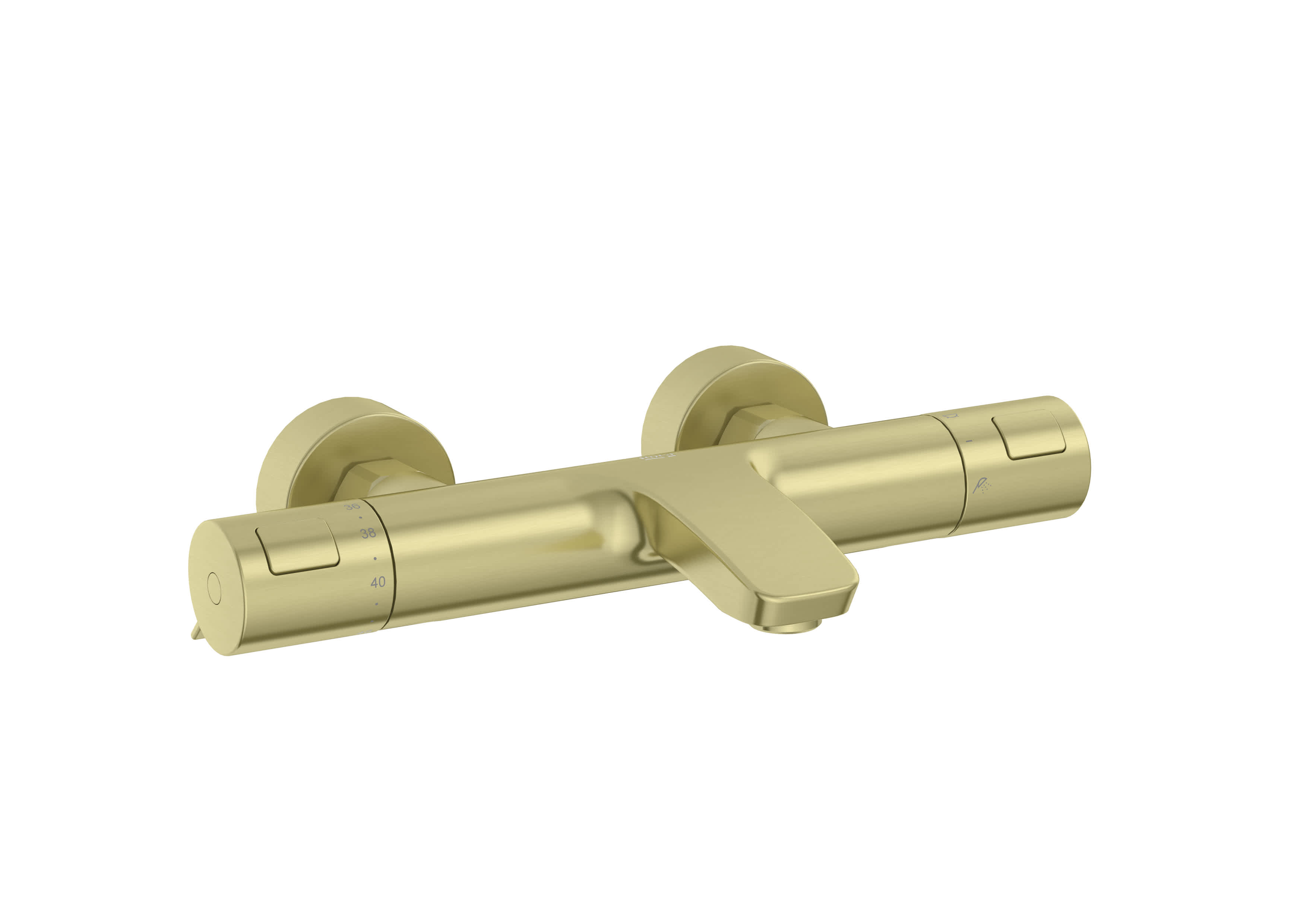Wall-mounted thermostatic bath-shower mixer with automatic diverter - Brushed Brass