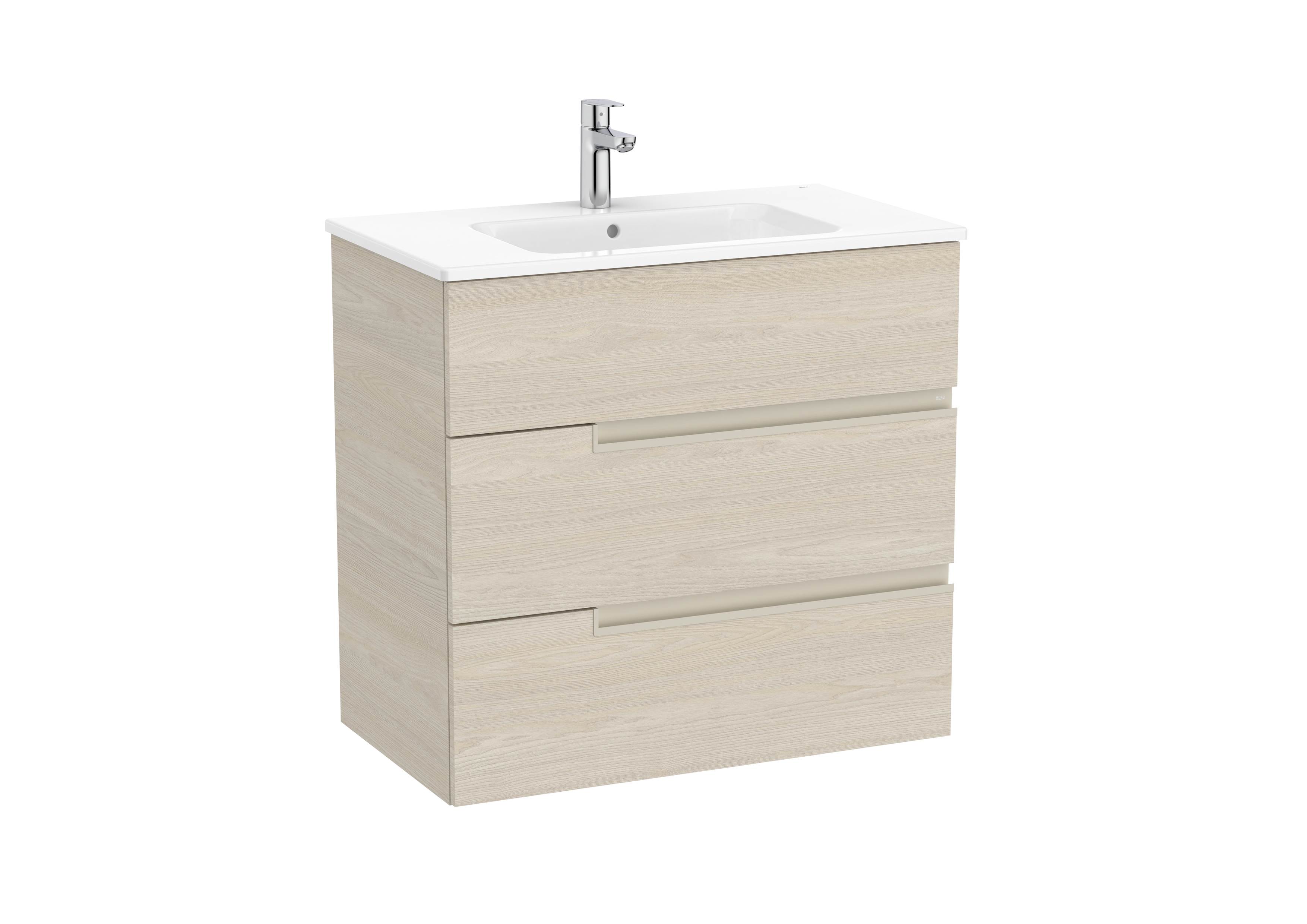 Unik - vanity unit with three drawers and basin - Light Ash