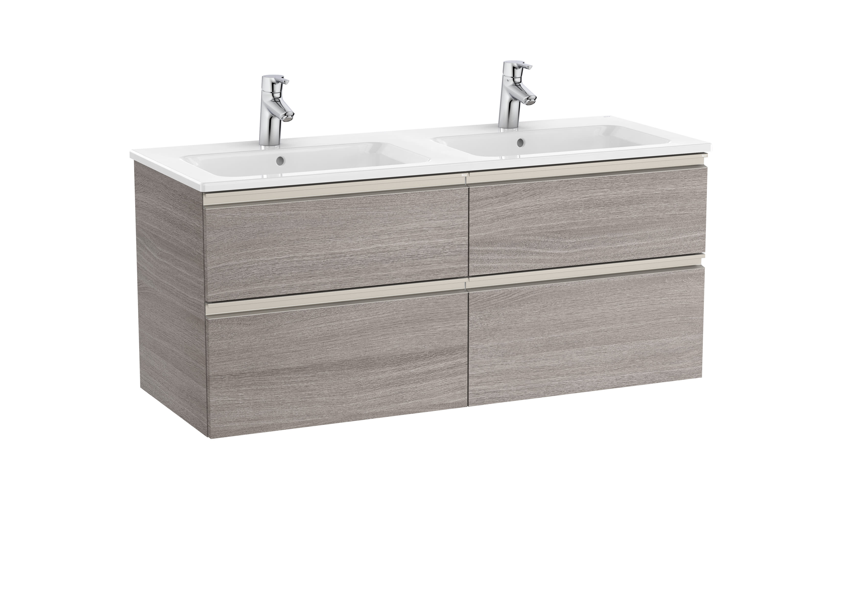 Double vanity unit with 4 drawers and double basin - City oak