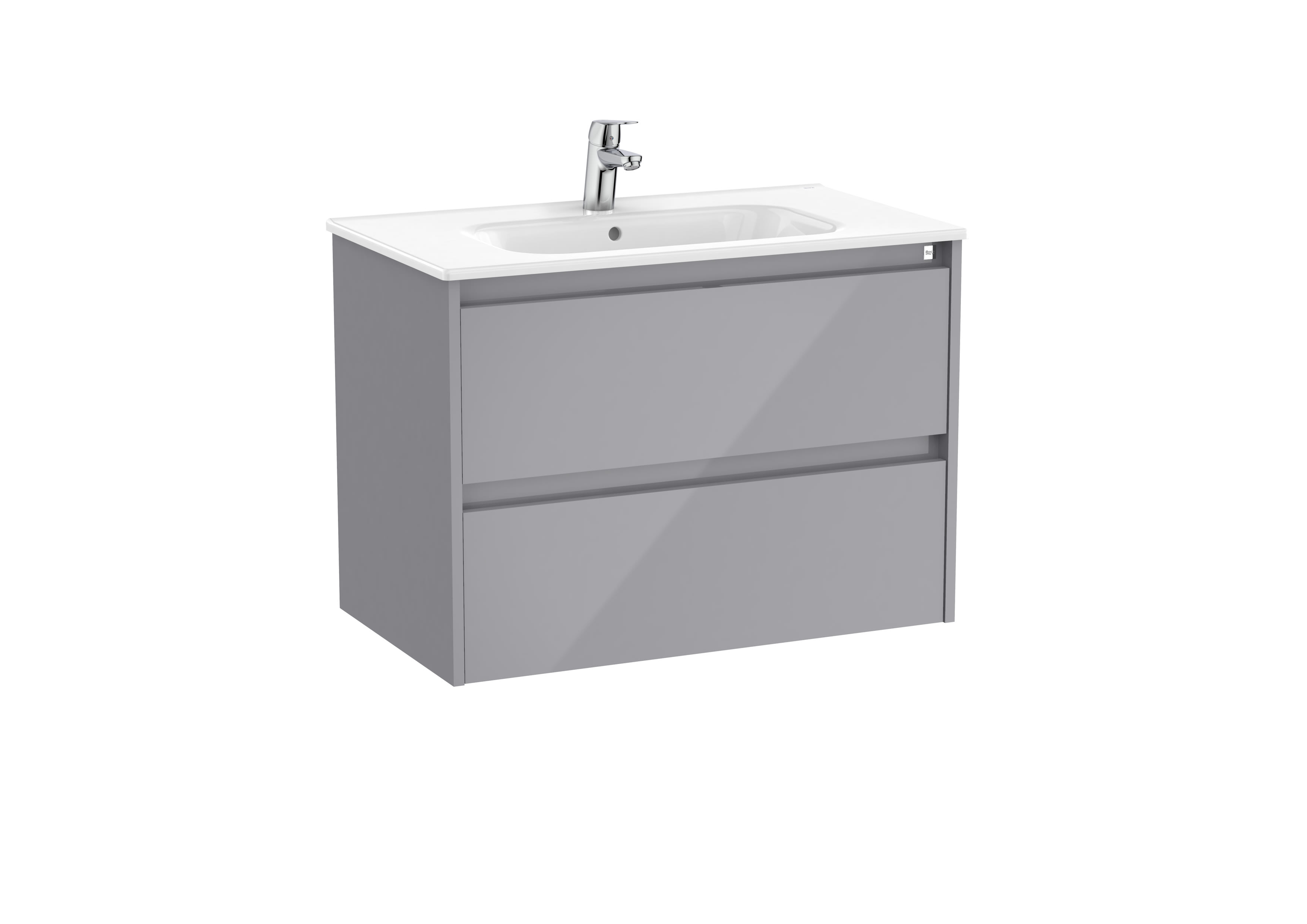 Unik (vanity unit with two drawers and basin) - Glossy Grey