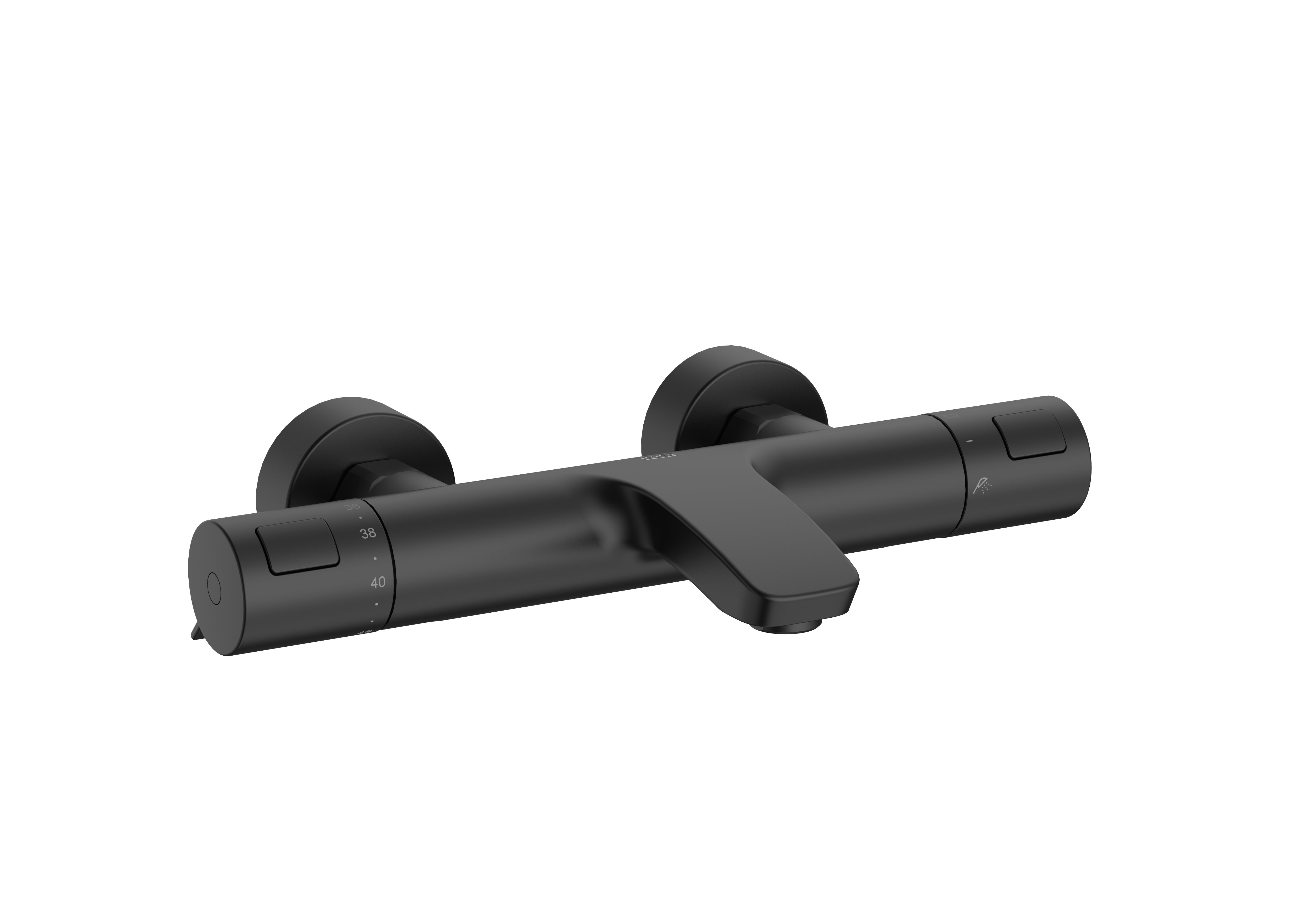Wall-mounted thermostatic bath-shower mixer with automatic diverter - Matt Black
