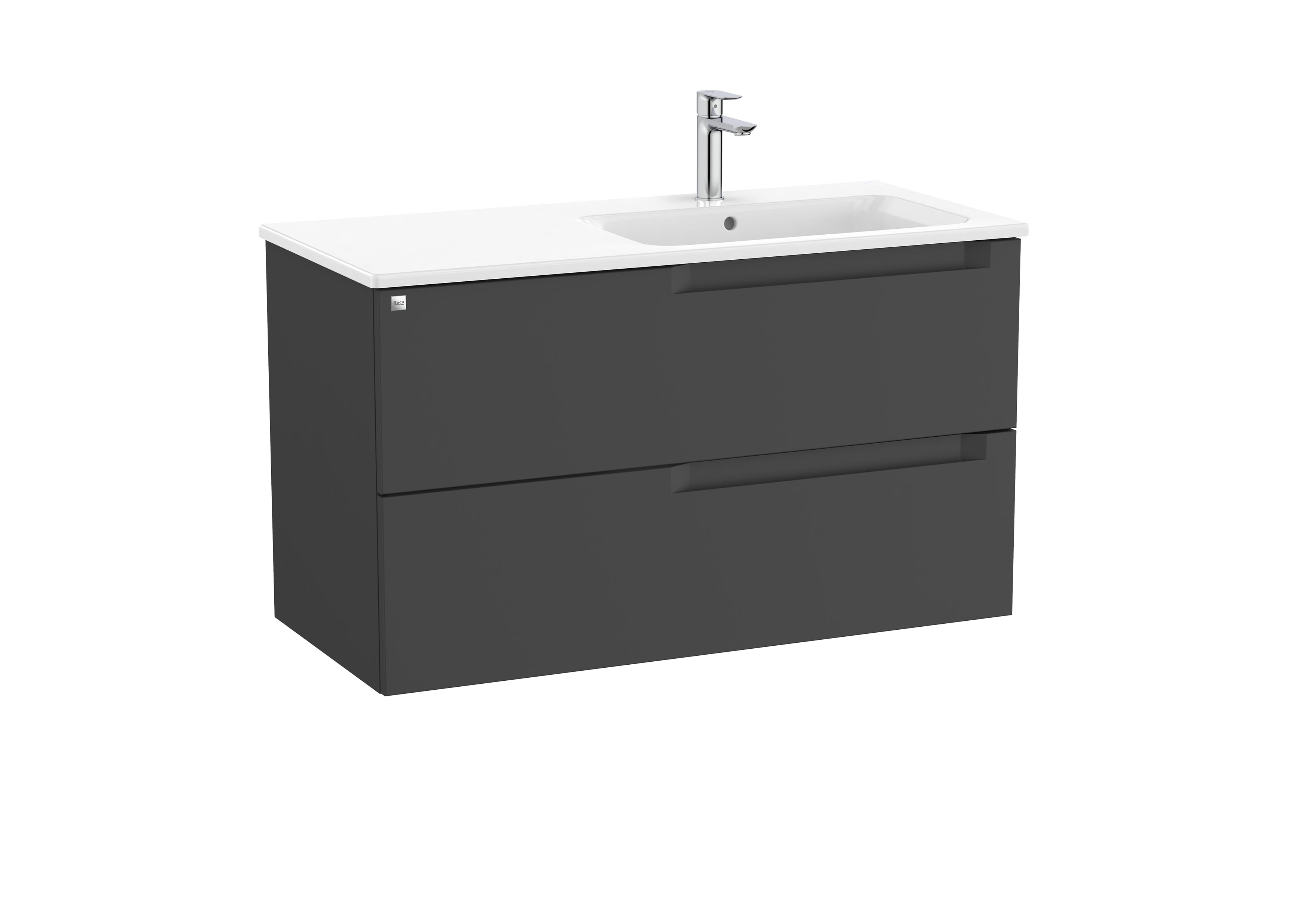 Unik (vanity unit with 2 drawers and right hand basin) - Matt Black