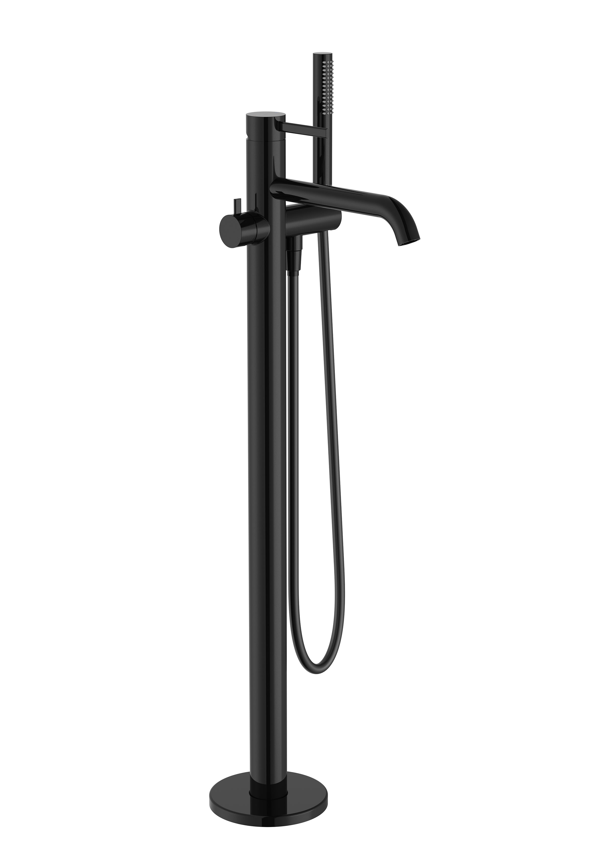 Floorstanding bath tap with shower - Titanium black