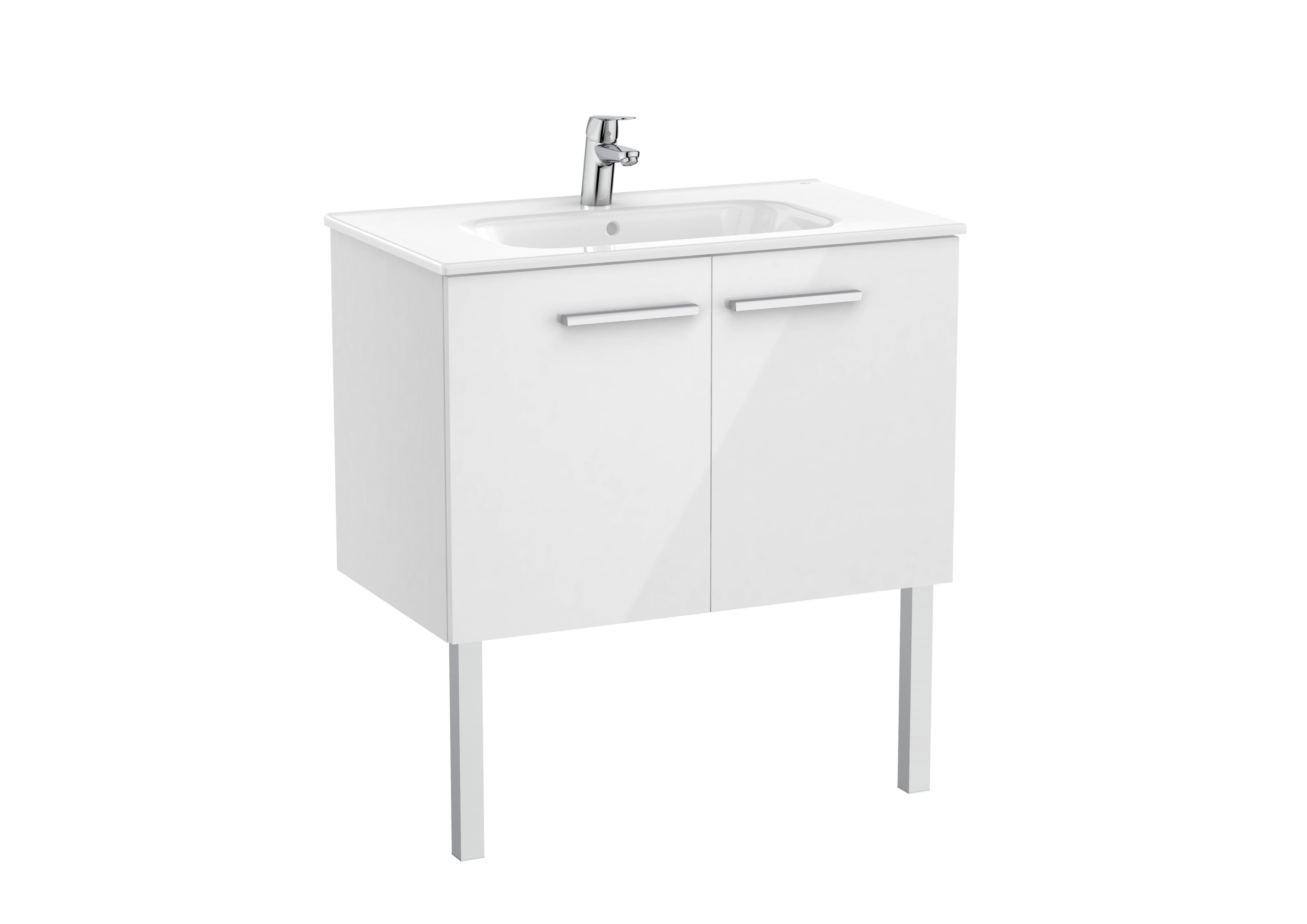 Vanity Unit with 2 doors and basin - Glossy White