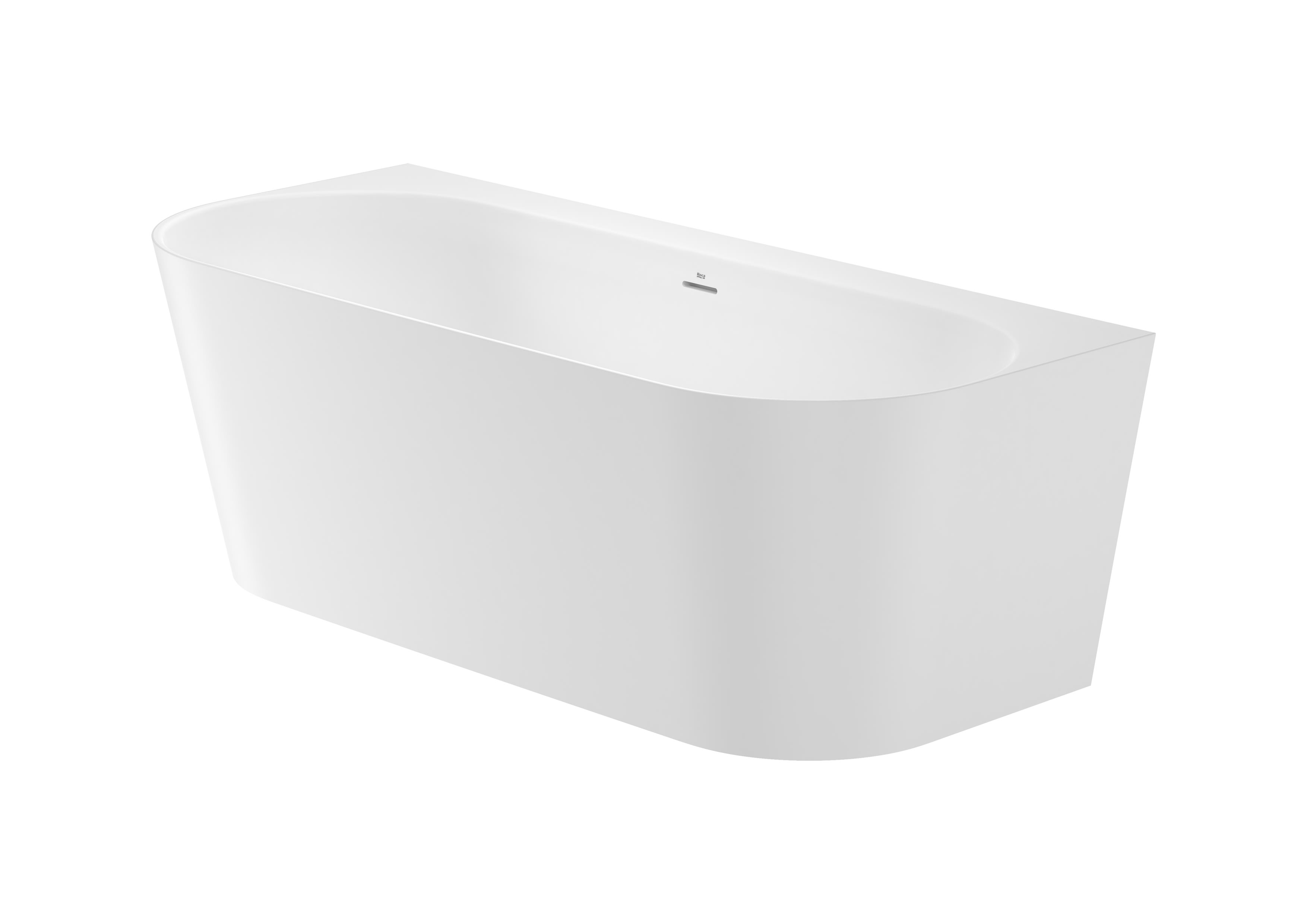 Back to wall freestanding bath. Double-ended STONEX® bath with one wall installation - White