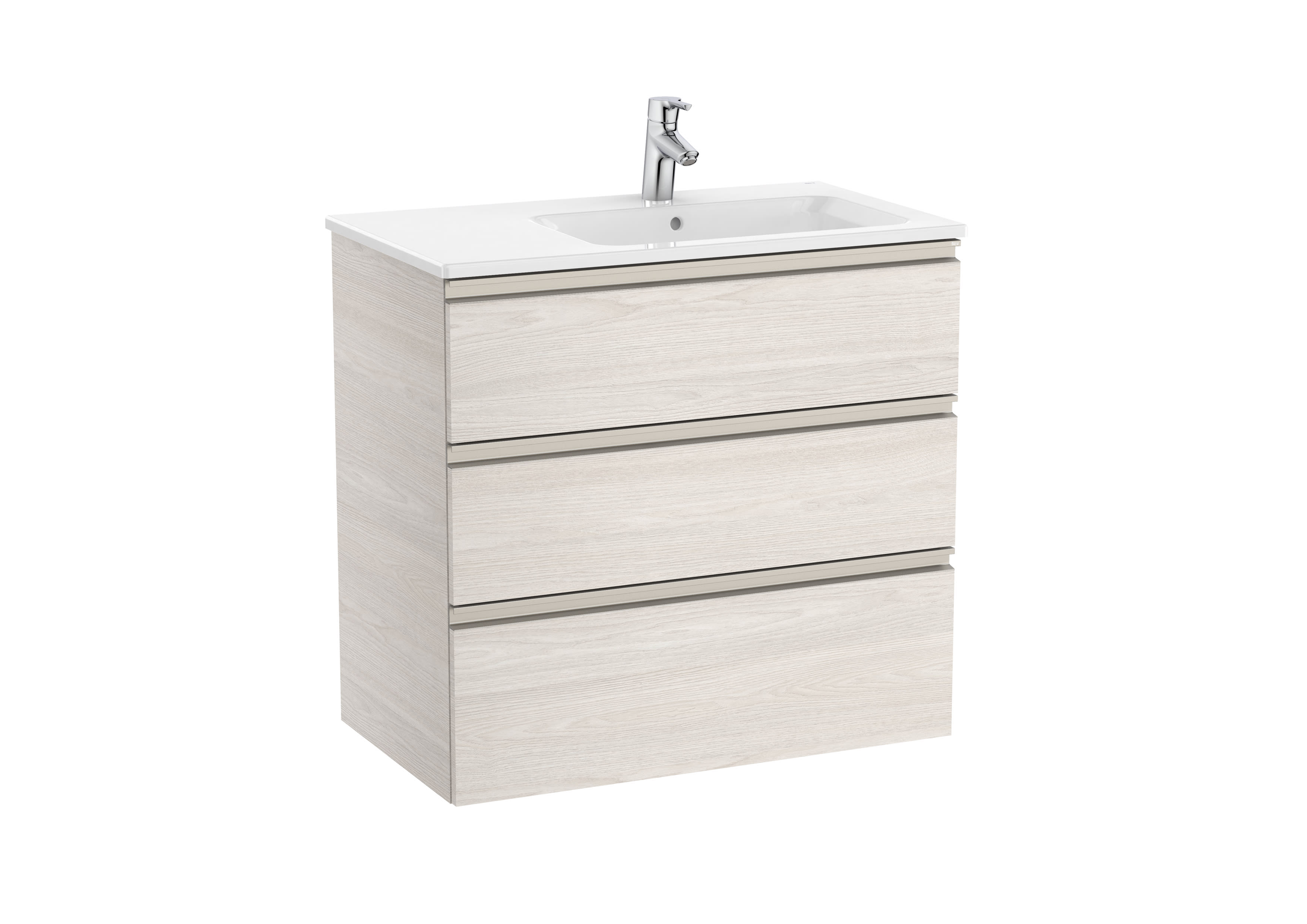 Vanity unit with 3 drawers and right hand basin - Nordic Ash