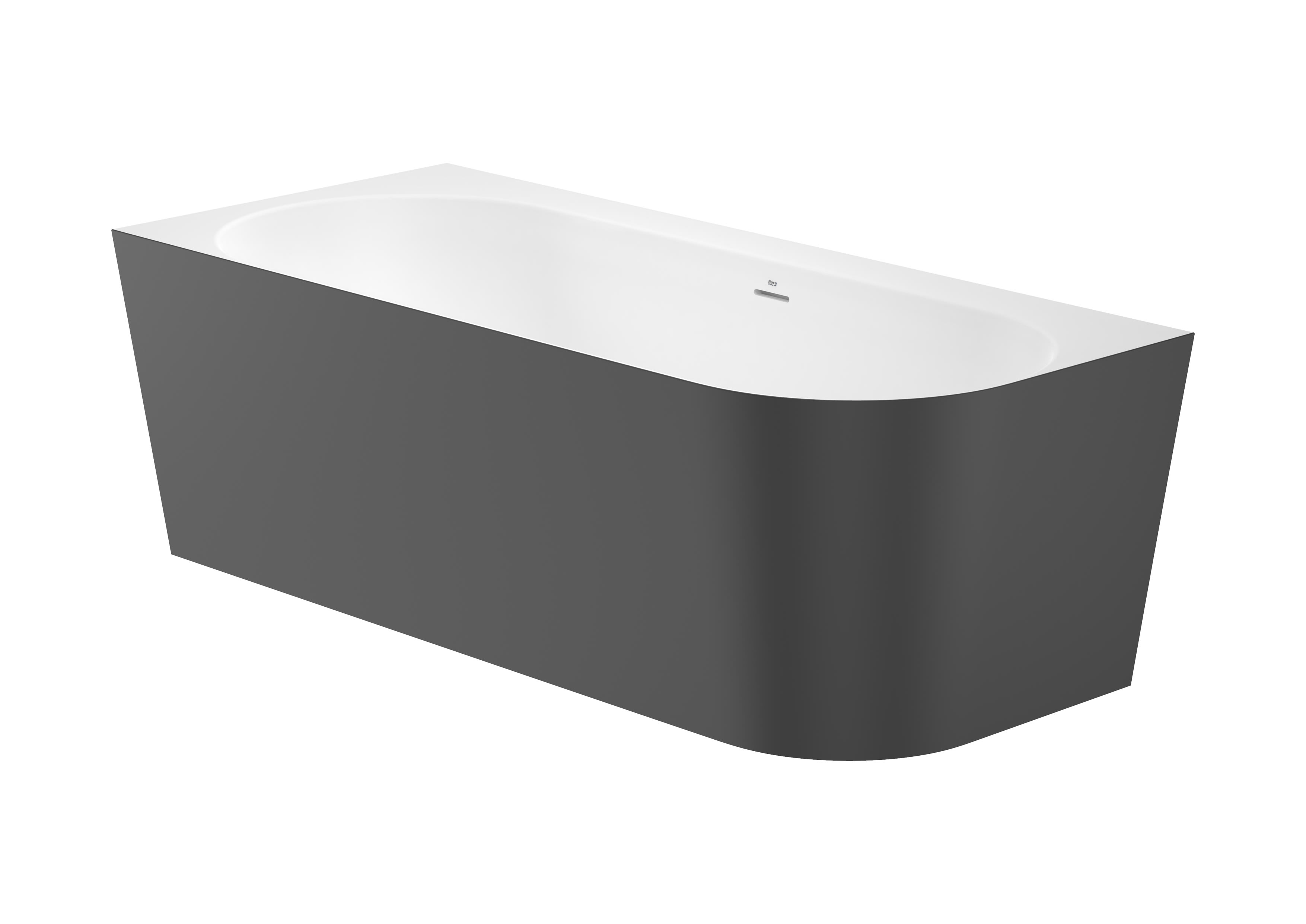 Asymmetric left corner STONEX® bath. Includes click-clack drain