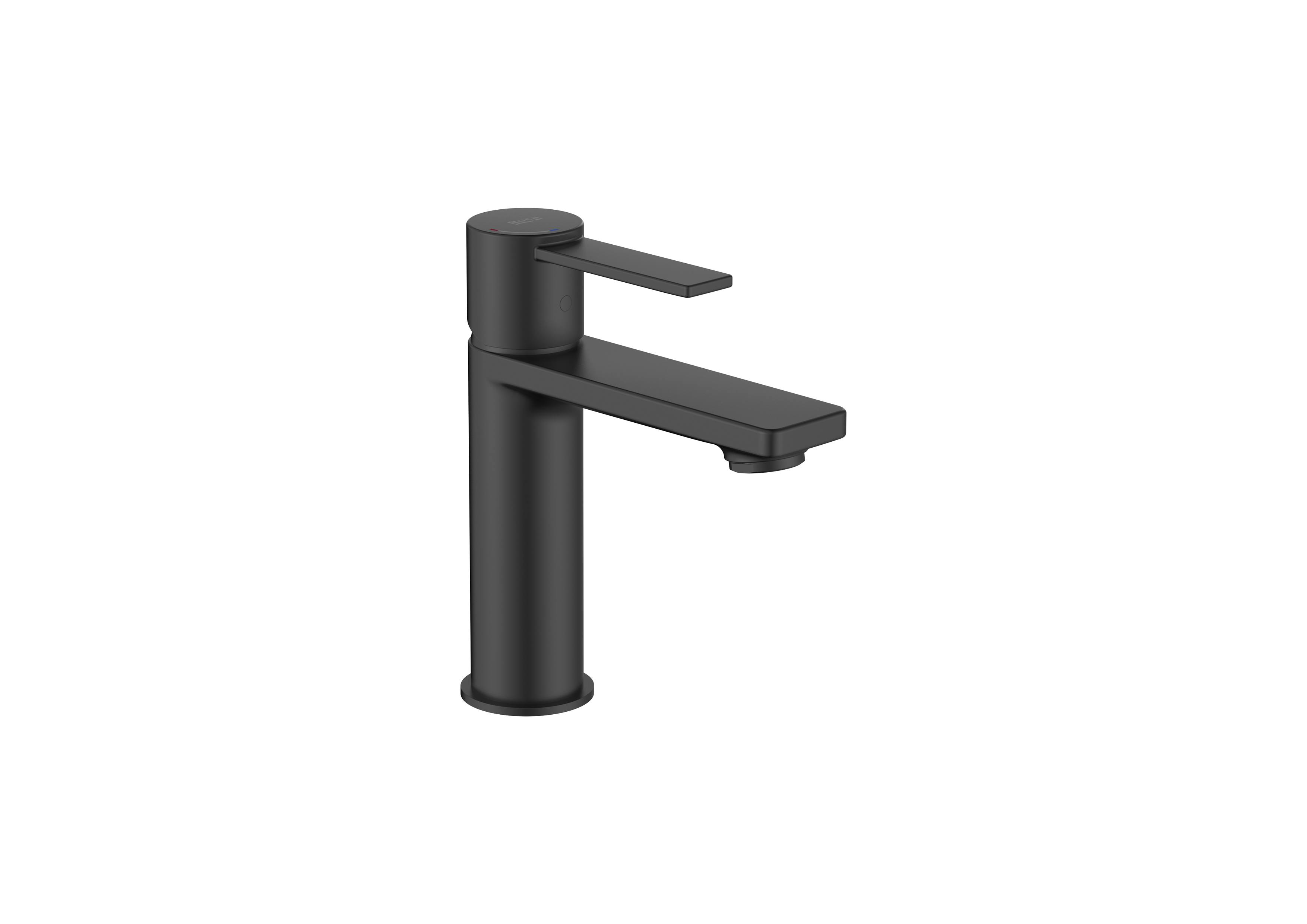 Basin mixer with smooth body and flexible supply hoses. Cold Start. S-Size - Matt Black