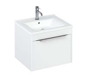 Shoreditch 550mm Wall Hung Single Drawer Unit with Note Square Basin-Matt White