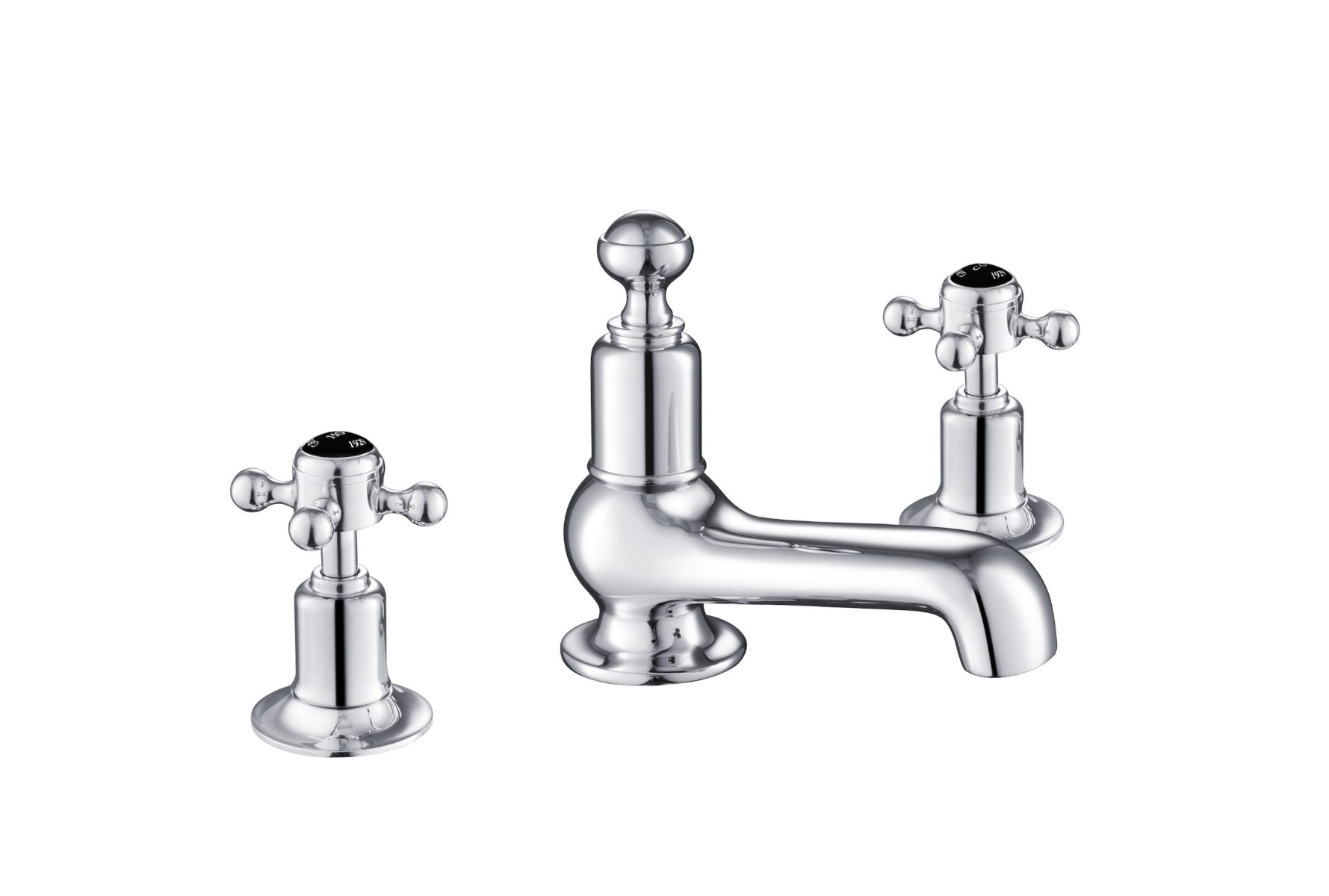 Grosvenor Black, Cross 3 Hole Basin Mixer GB76193