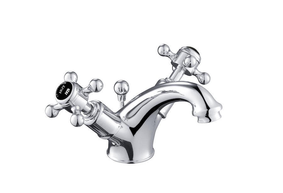 JTP - Grosvenor Black Cross Basin Mixer With Pop Up Waste