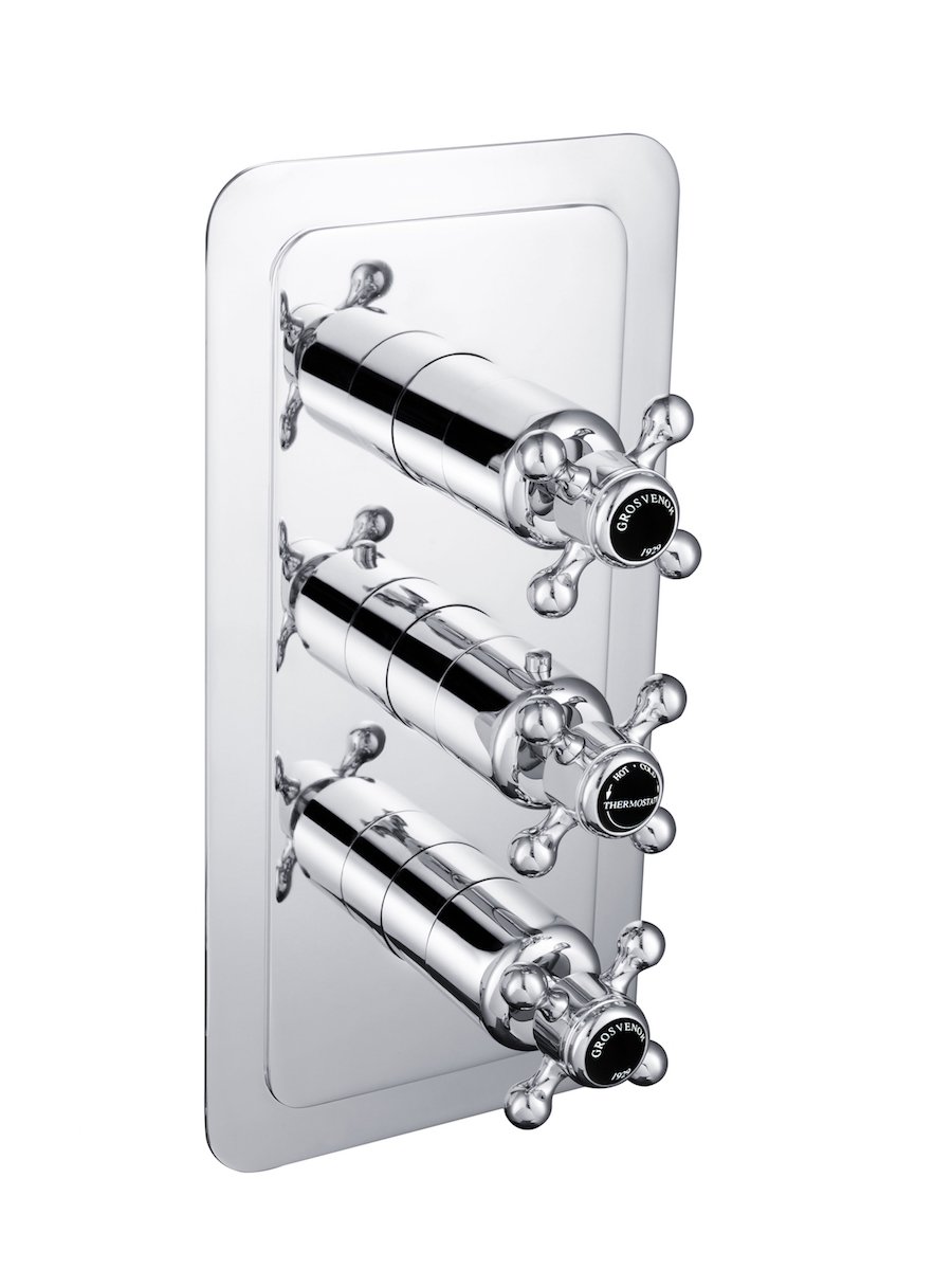 JTP - Grosvenor Black, Cross Thermostatic 3 Outlet Shower Valve