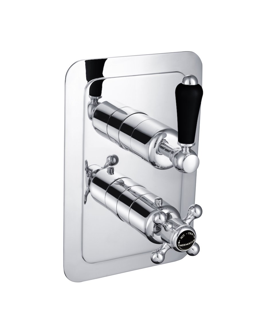 JTP - Grosvenor Black, Lever Thermostatic 2 Outlet Shower Valve