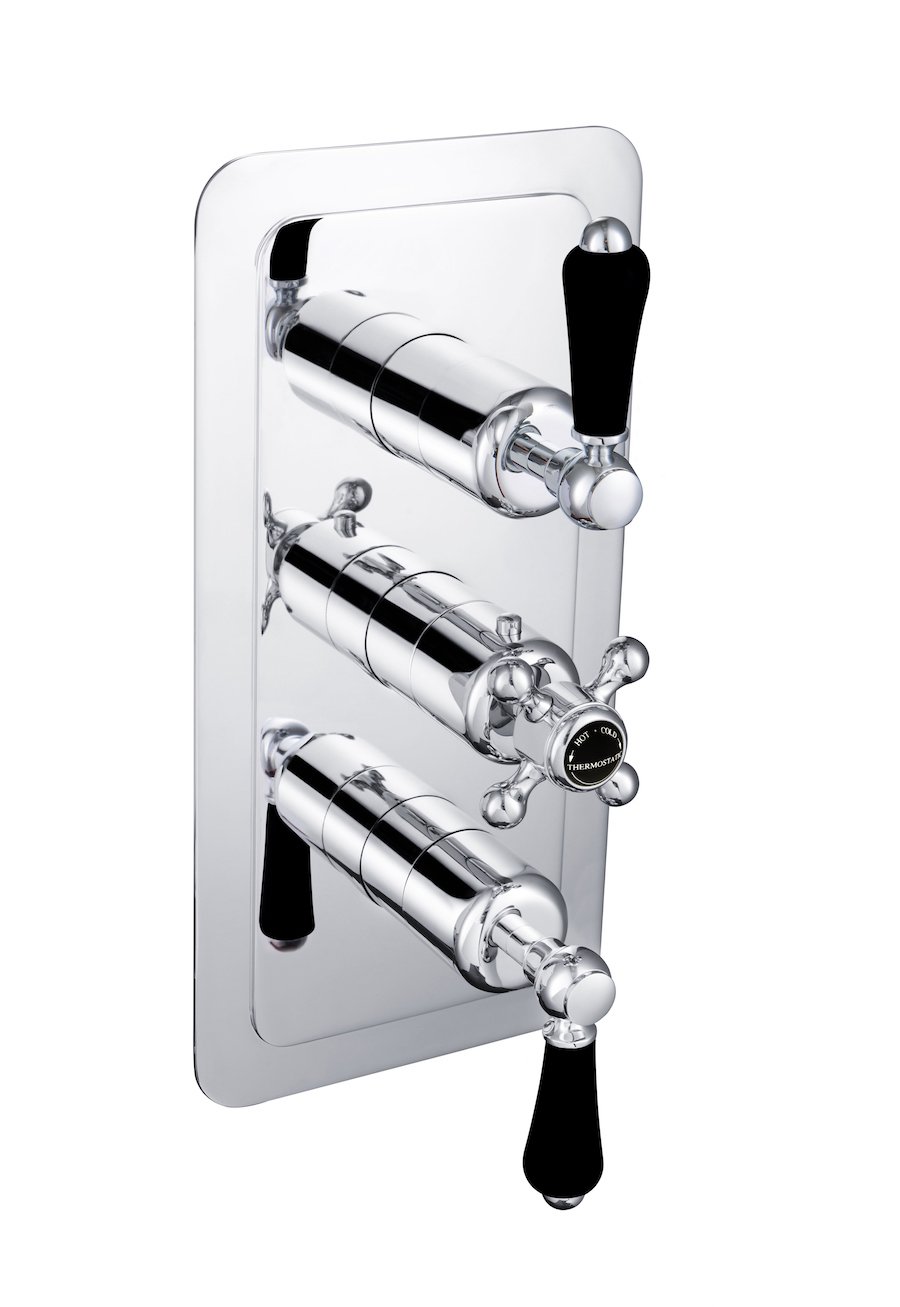 JTP - Grosvenor Black, Lever Thermostatic 3 Outlet Shower Valve