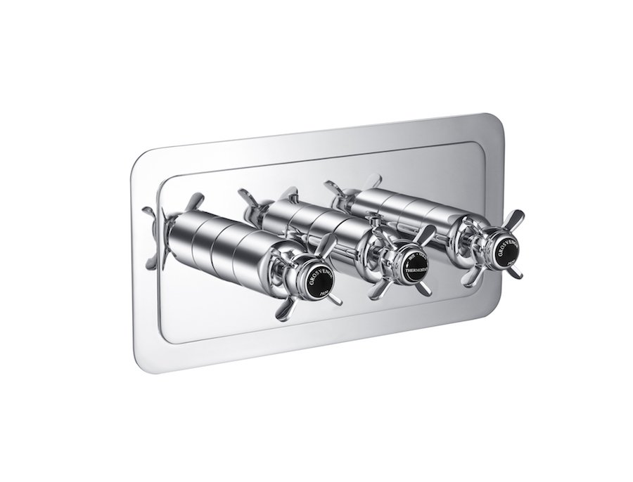 JTP - Grosvenor Black, Pinch Thermostatic 2 Outlet Shower Valve, Horiz