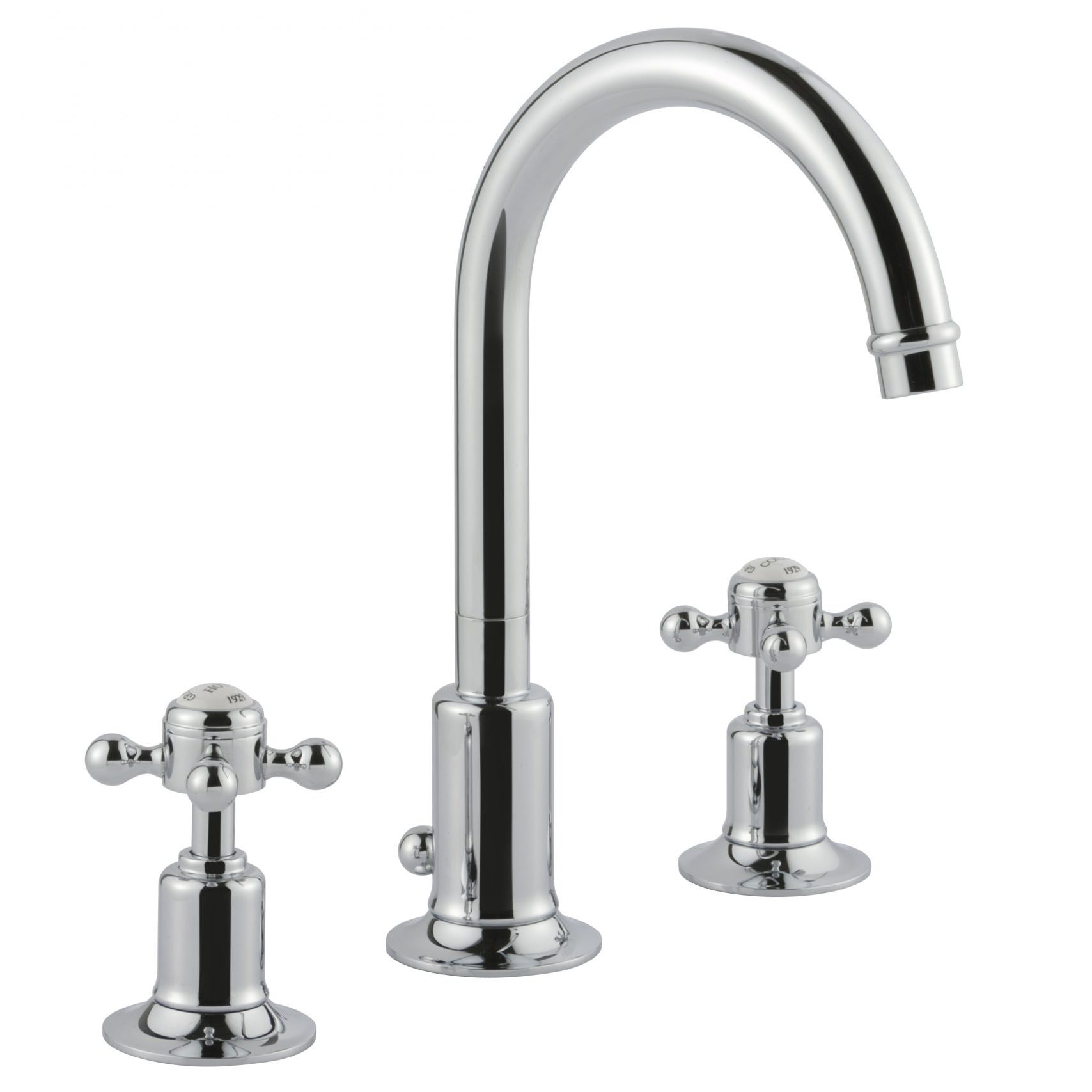 JTP - Grosvenor cross 3-hole basin mixer, with pop-up waste with swivel spout