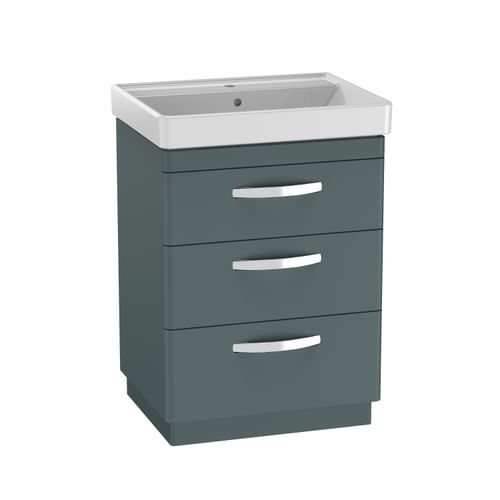 Compass 600 Three Drawer Vanity Unit - Viridian Green